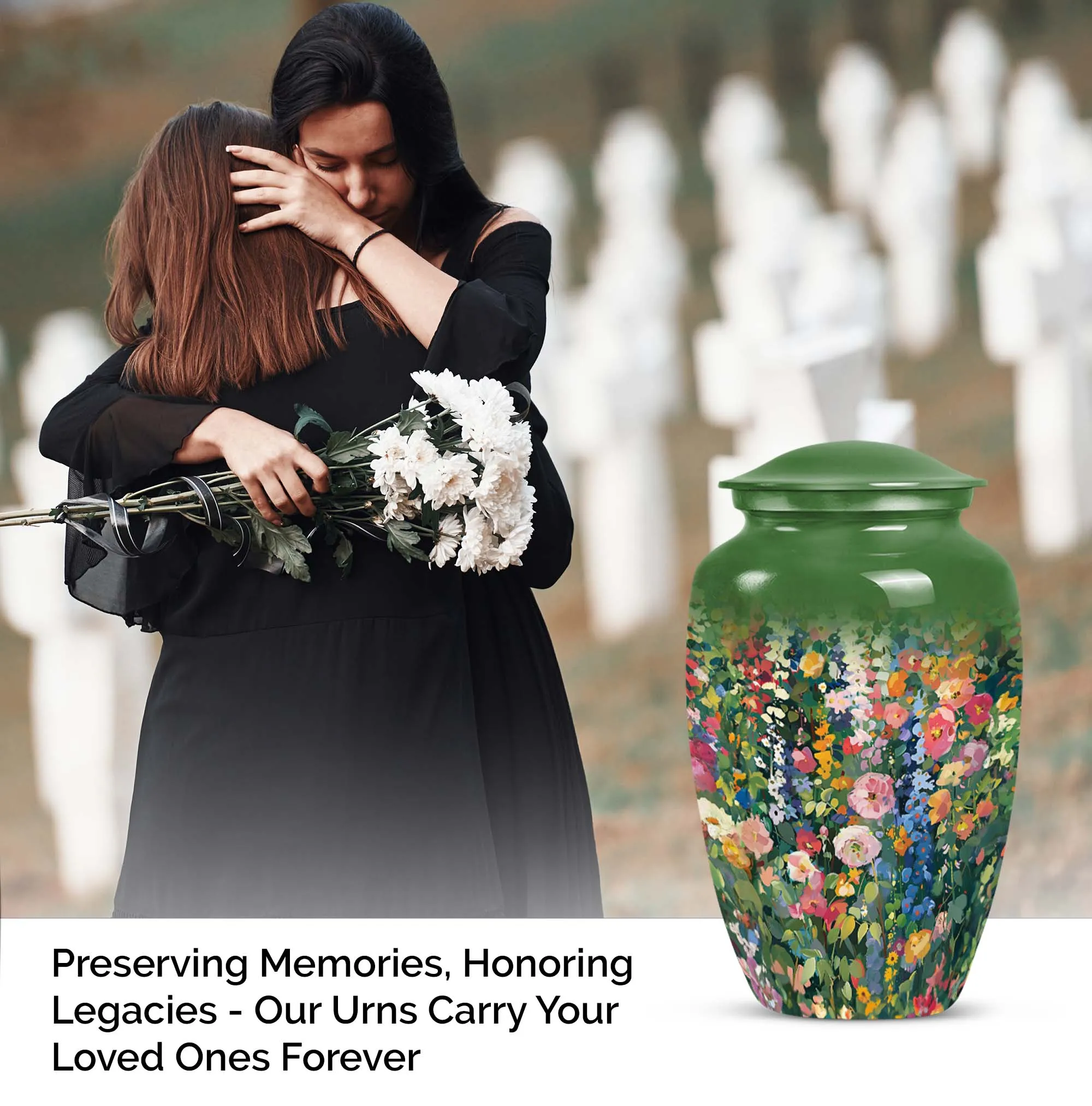 Dignified Remembrance Flowers Urn: Memorial Cremation Repository