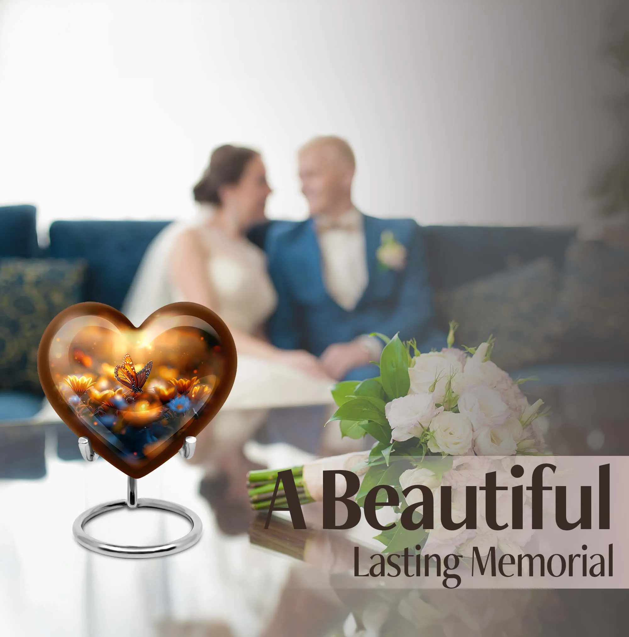 Elegant Butterfly Memorial: Large Aluminium Funeral Urn for Men