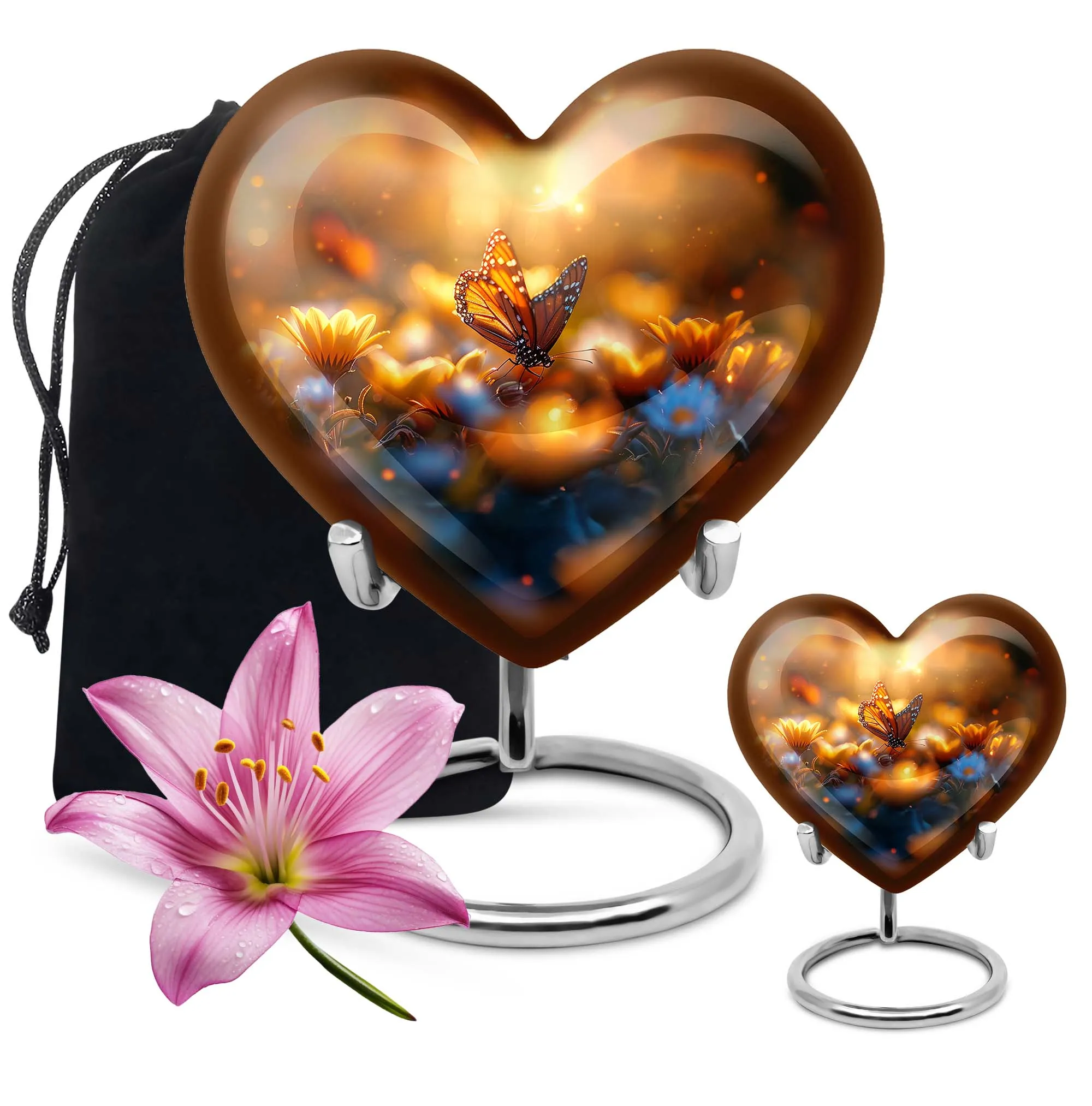 Elegant Butterfly Memorial: Large Aluminium Funeral Urn for Men