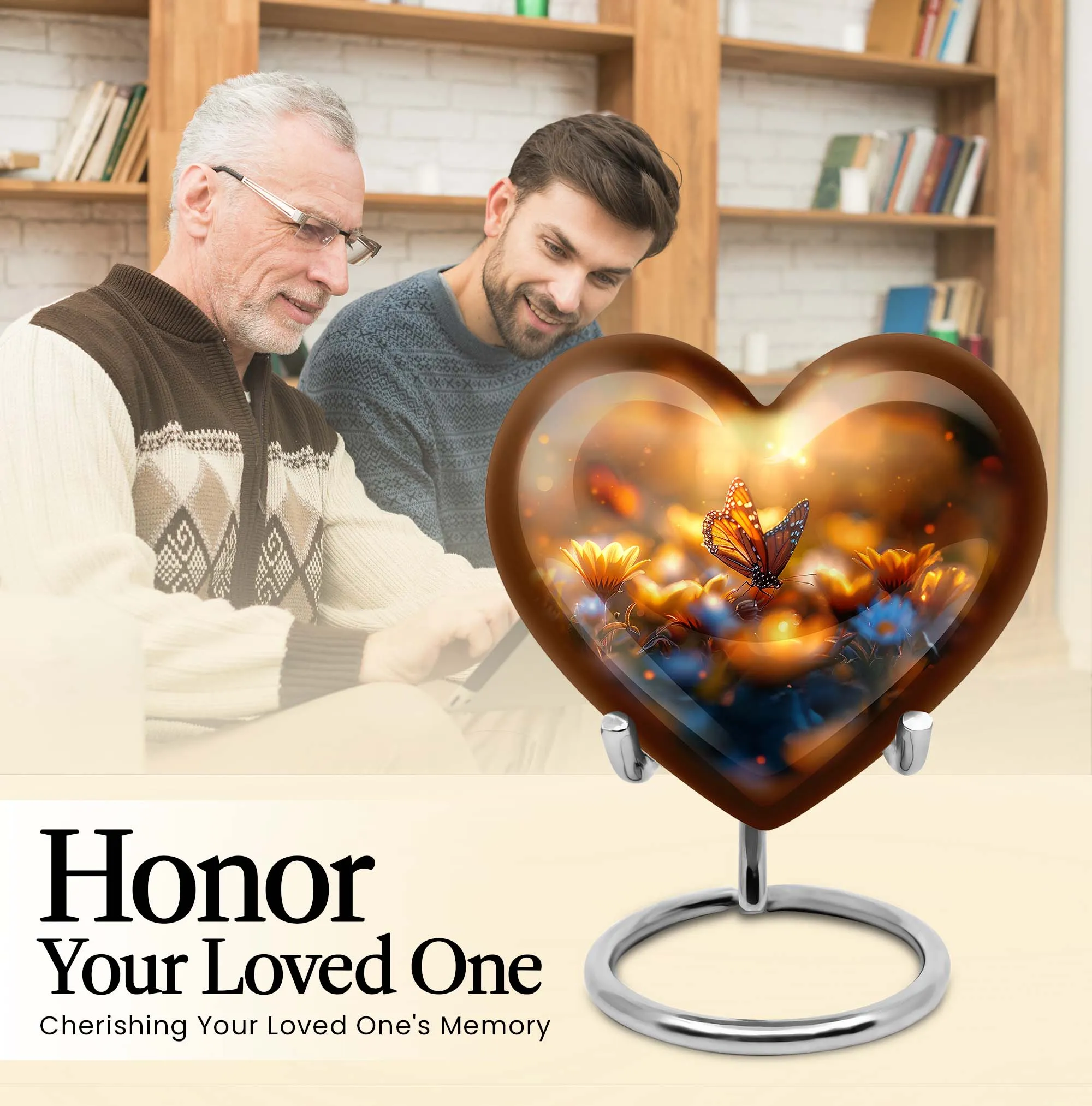 Elegant Butterfly Memorial: Large Aluminium Funeral Urn for Men
