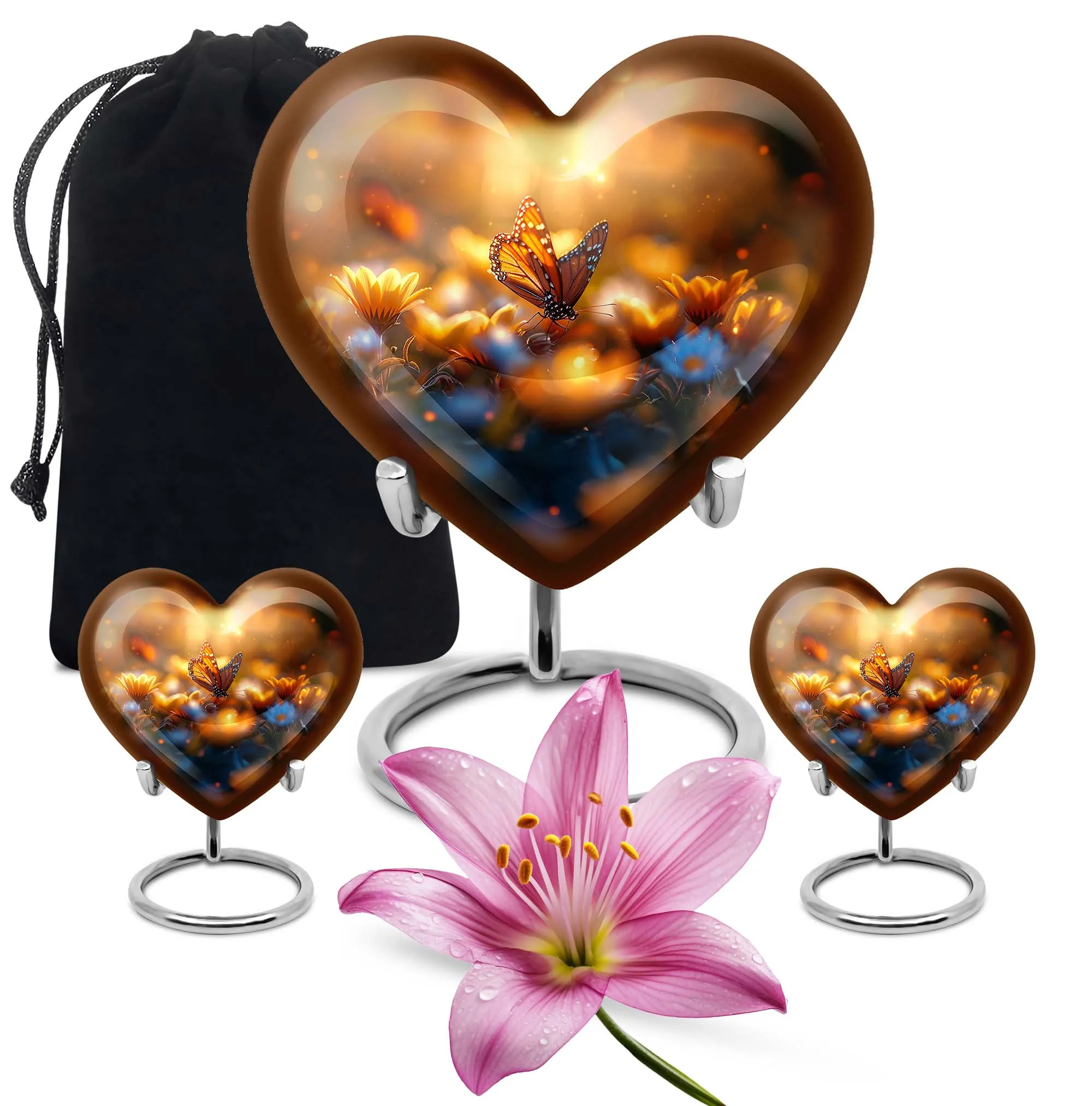 Elegant Butterfly Memorial: Large Aluminium Funeral Urn for Men