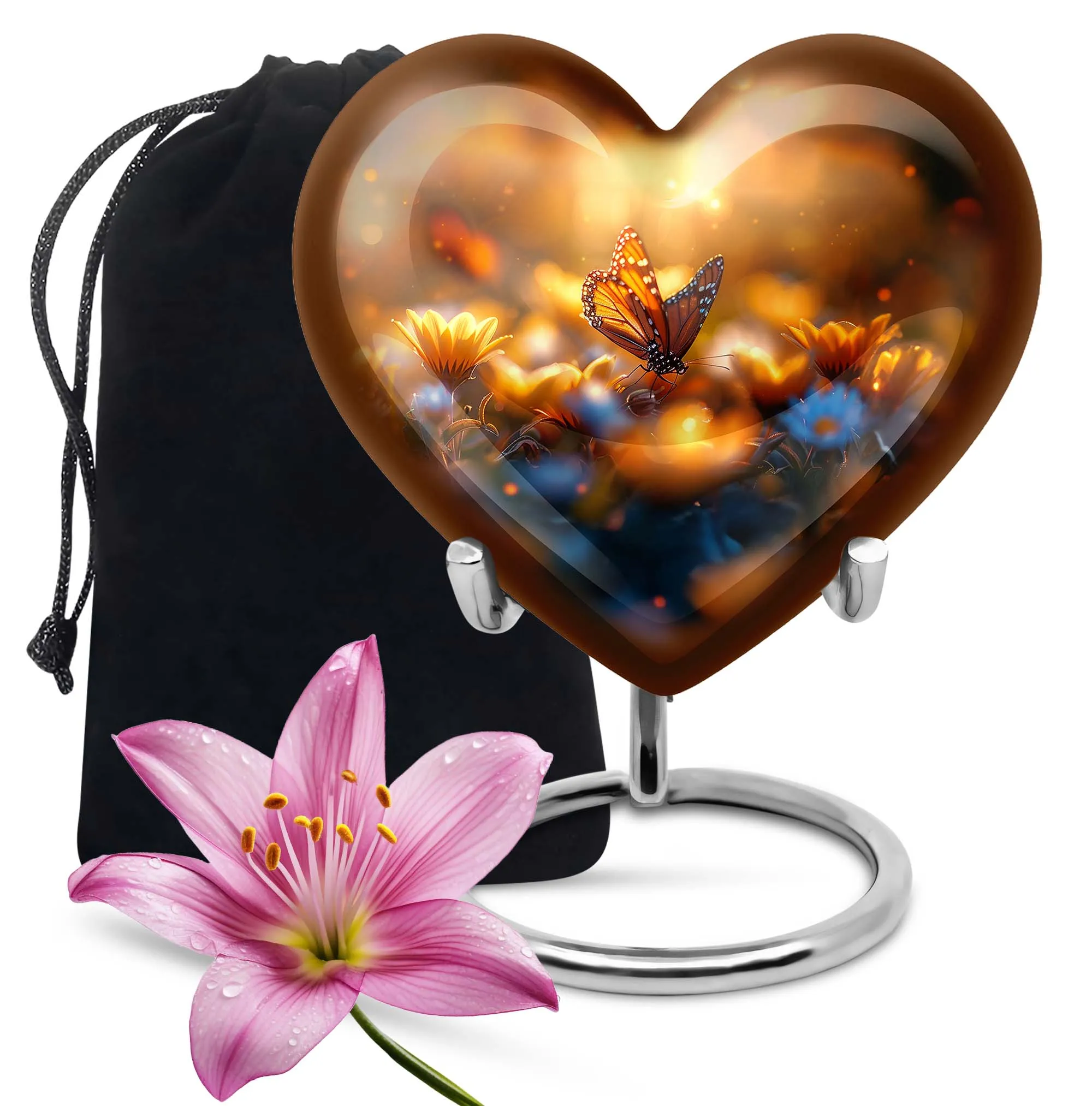 Elegant Butterfly Memorial: Large Aluminium Funeral Urn for Men