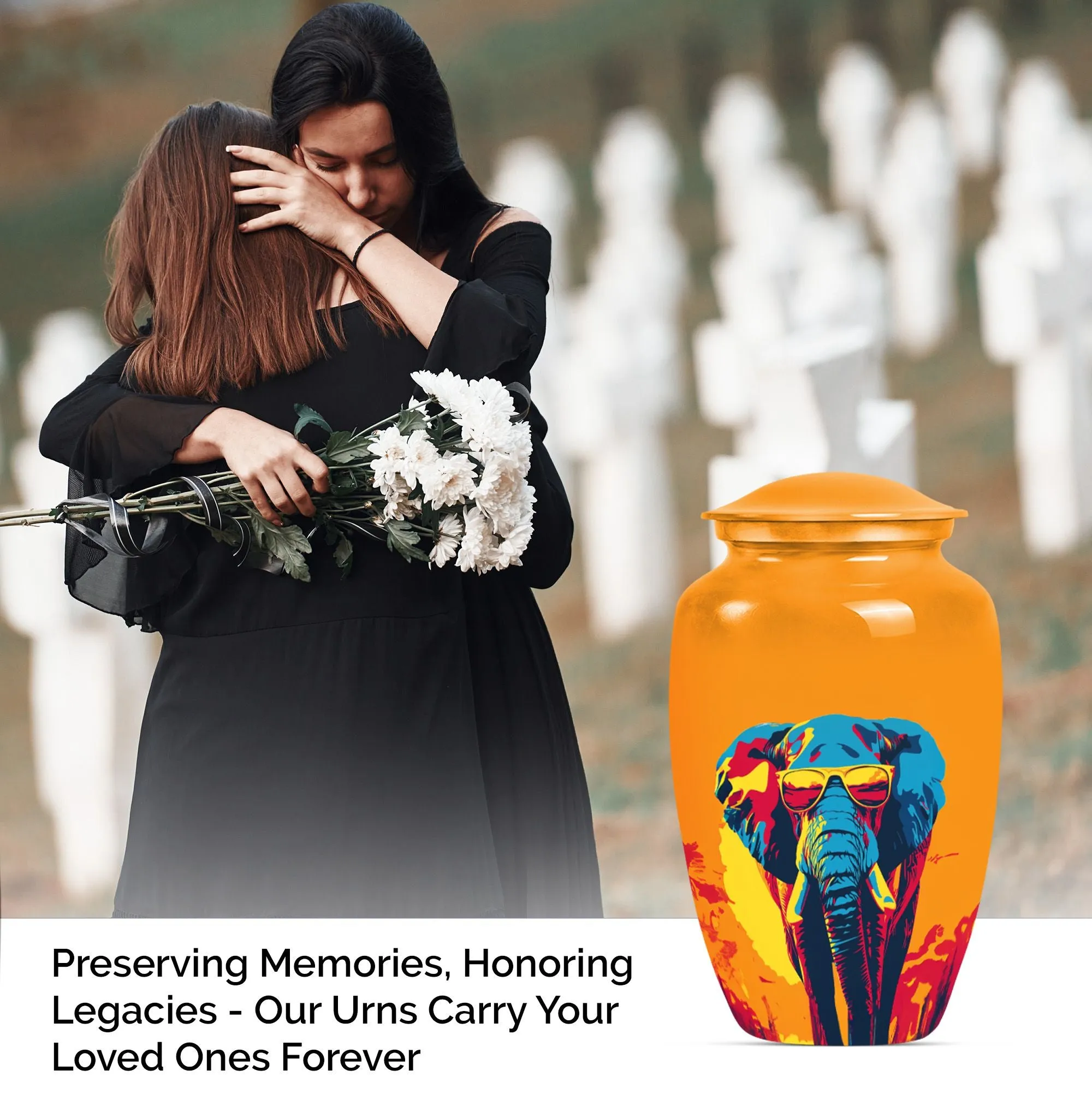 Elephant Urn - Large Memorial Cremation Urn for Human Ashes