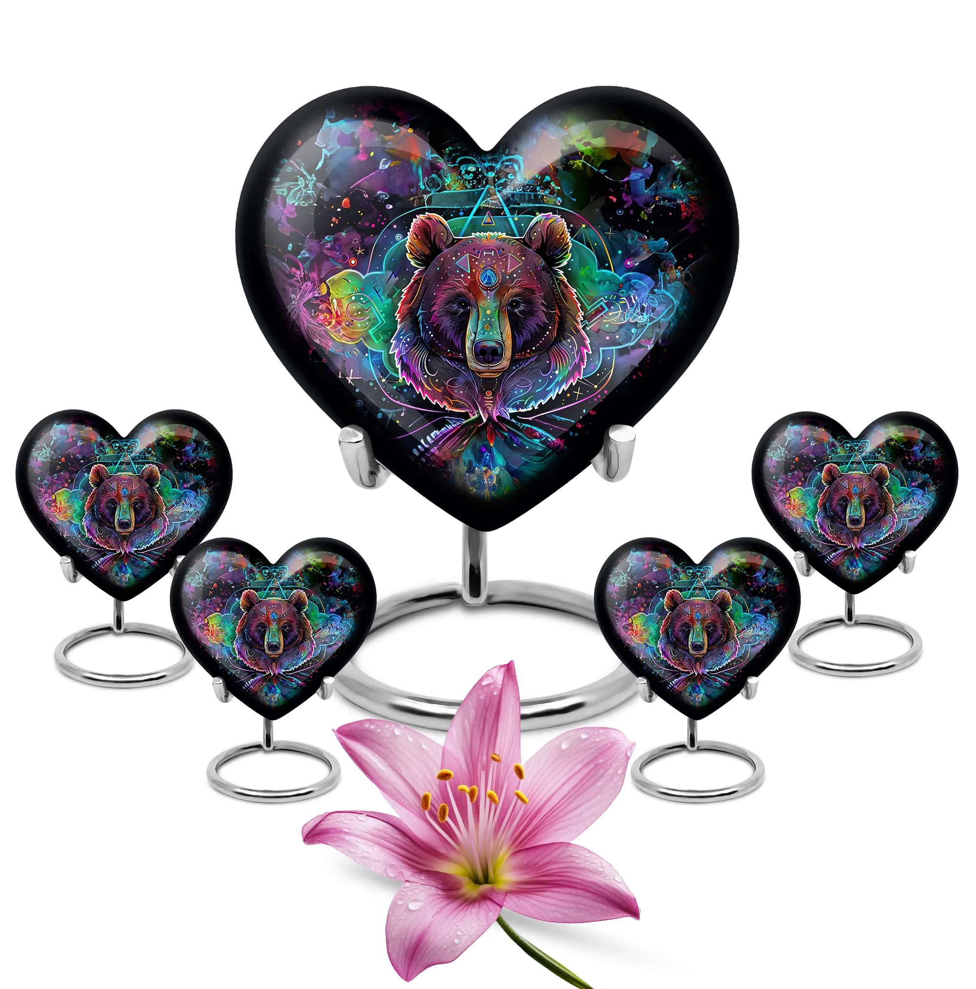 Embrace Bear Urn: Purple Meadow Theme - An Appealing Homage