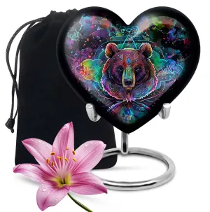Embrace Bear Urn: Purple Meadow Theme - An Appealing Homage