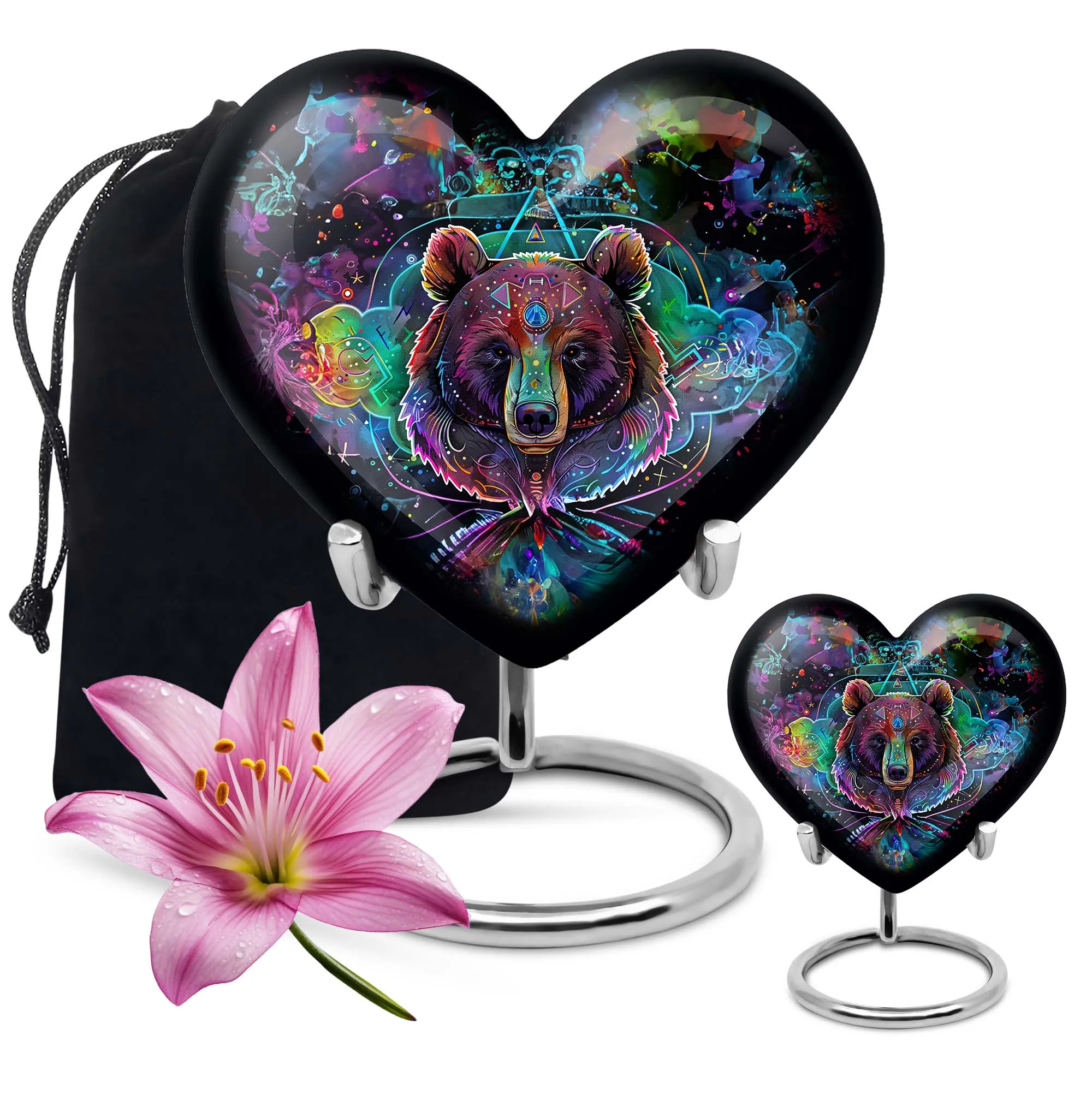 Embrace Bear Urn: Purple Meadow Theme - An Appealing Homage