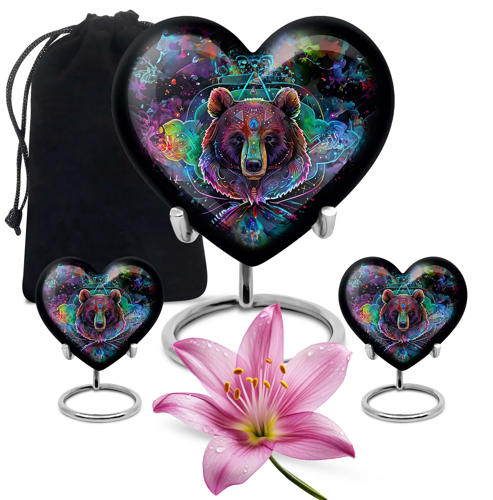 Embrace Bear Urn: Purple Meadow Theme - An Appealing Homage