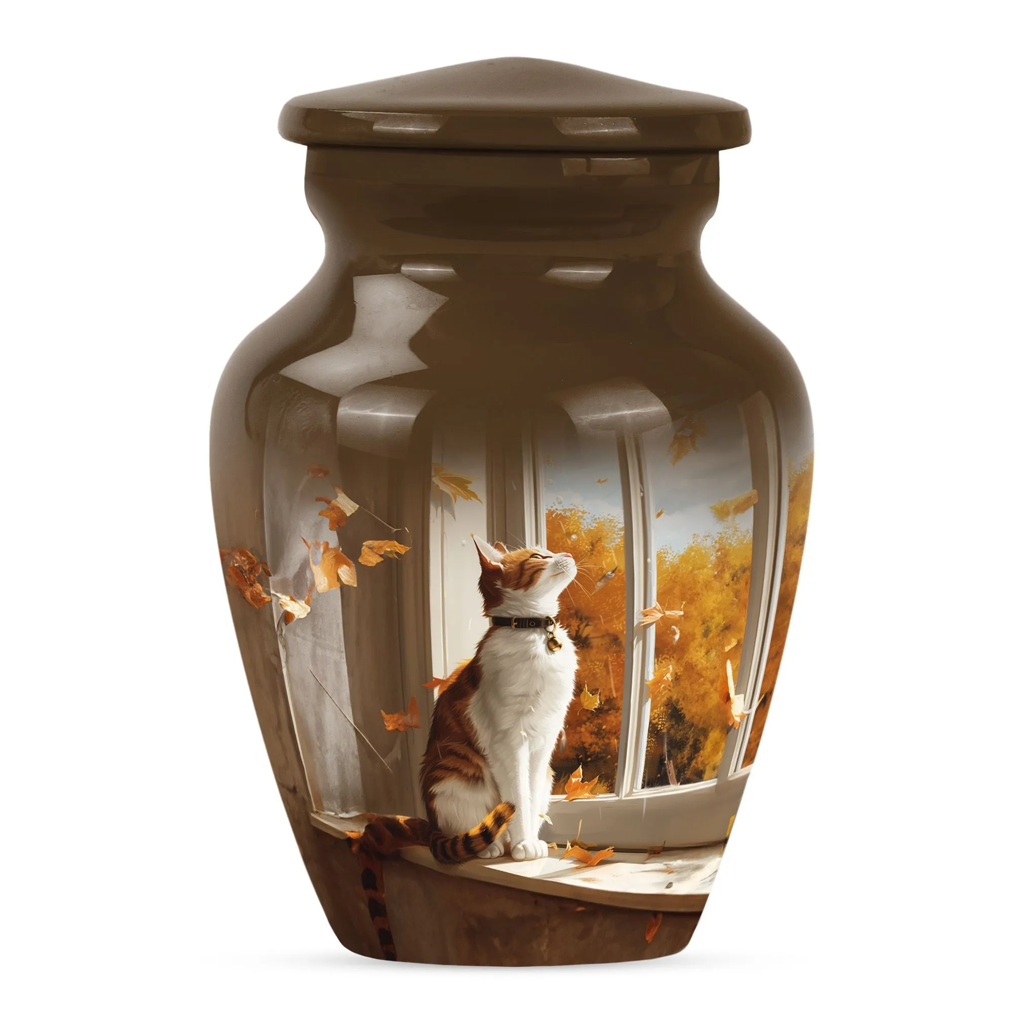 Eternal Rest Cremation Urn with Orange Cat Theme