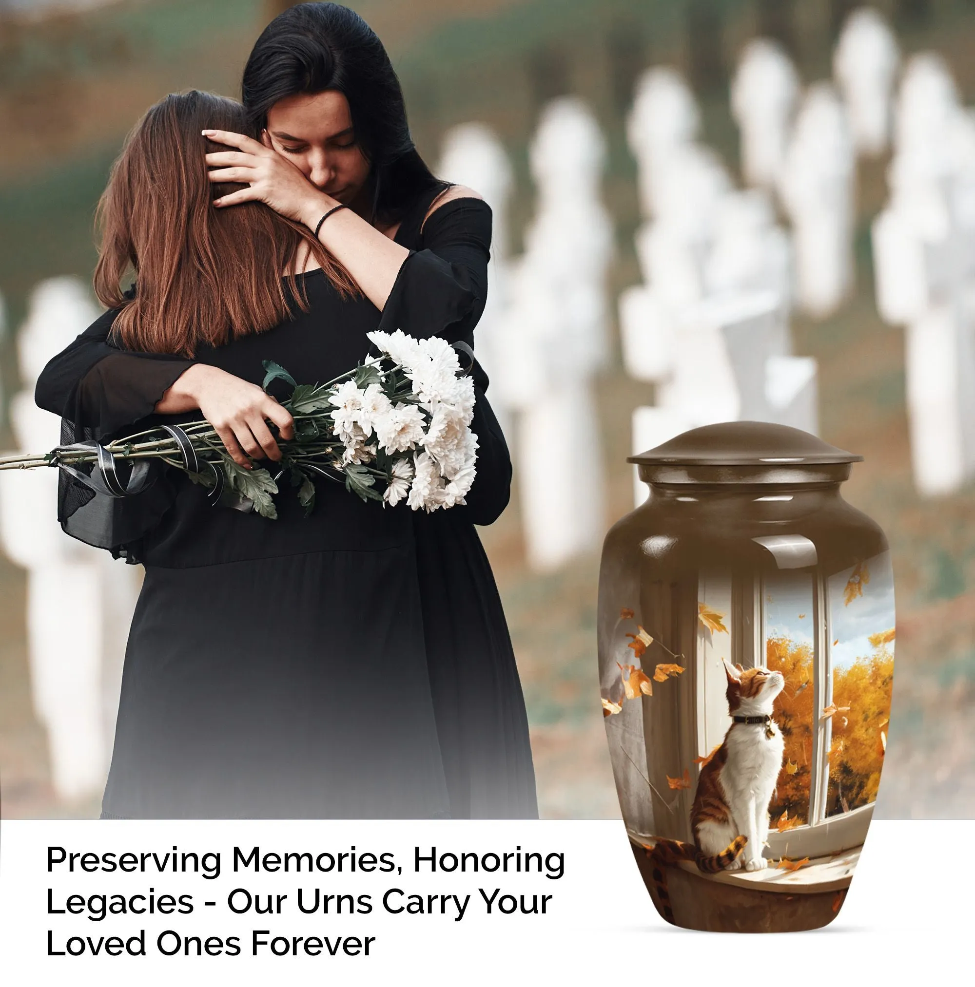 Eternal Rest Cremation Urn with Orange Cat Theme