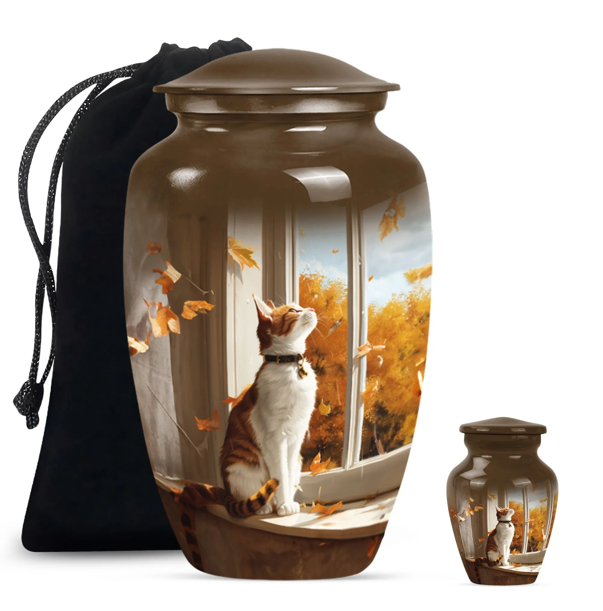 Eternal Rest Cremation Urn with Orange Cat Theme