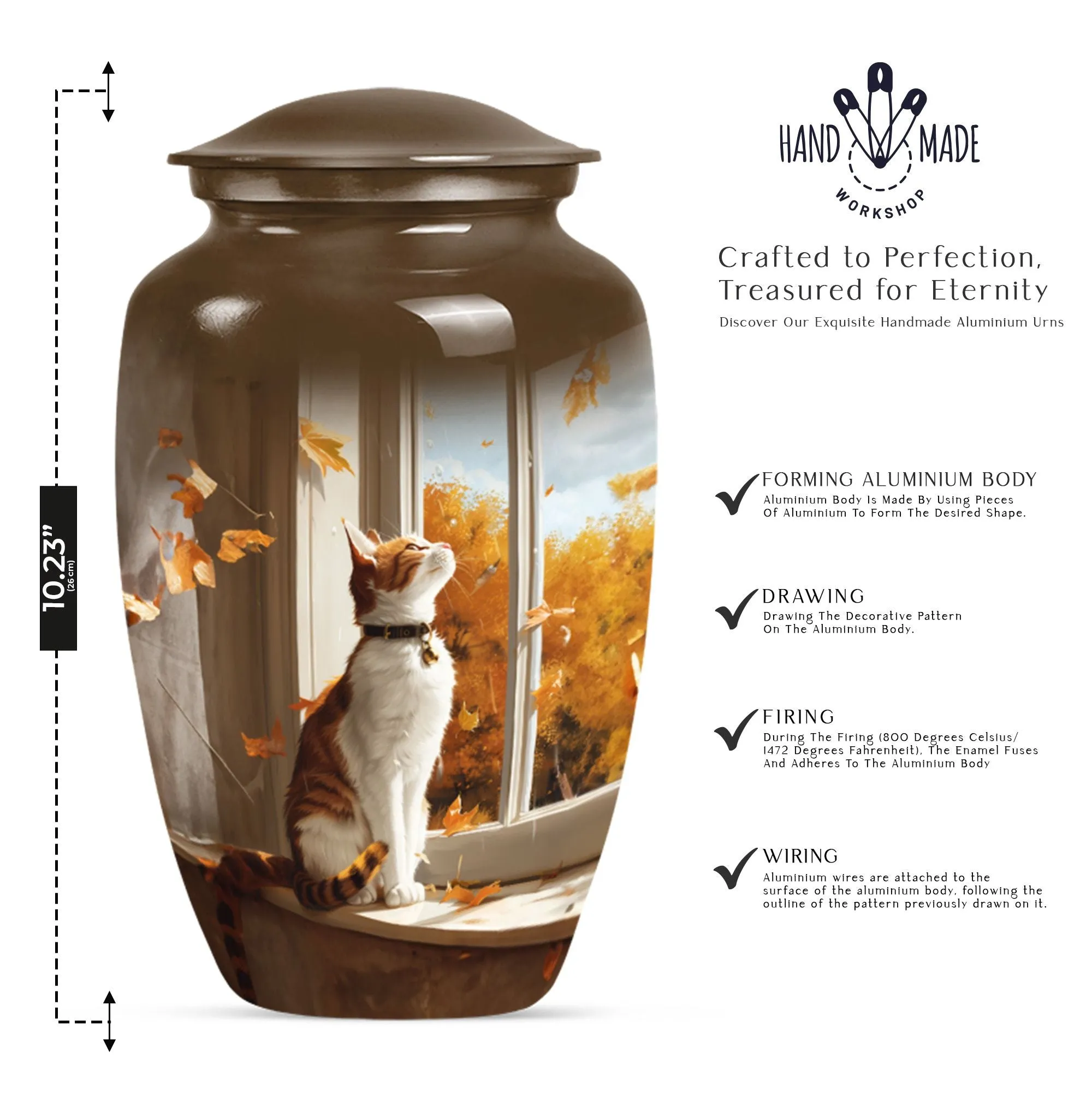 Eternal Rest Cremation Urn with Orange Cat Theme