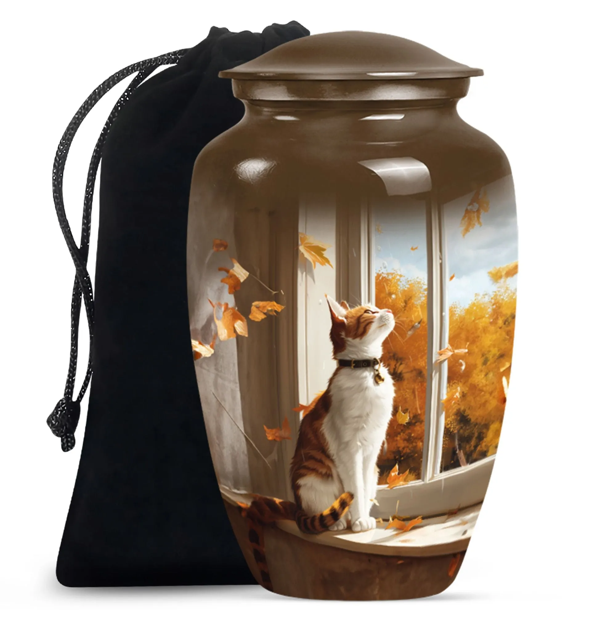 Eternal Rest Cremation Urn with Orange Cat Theme