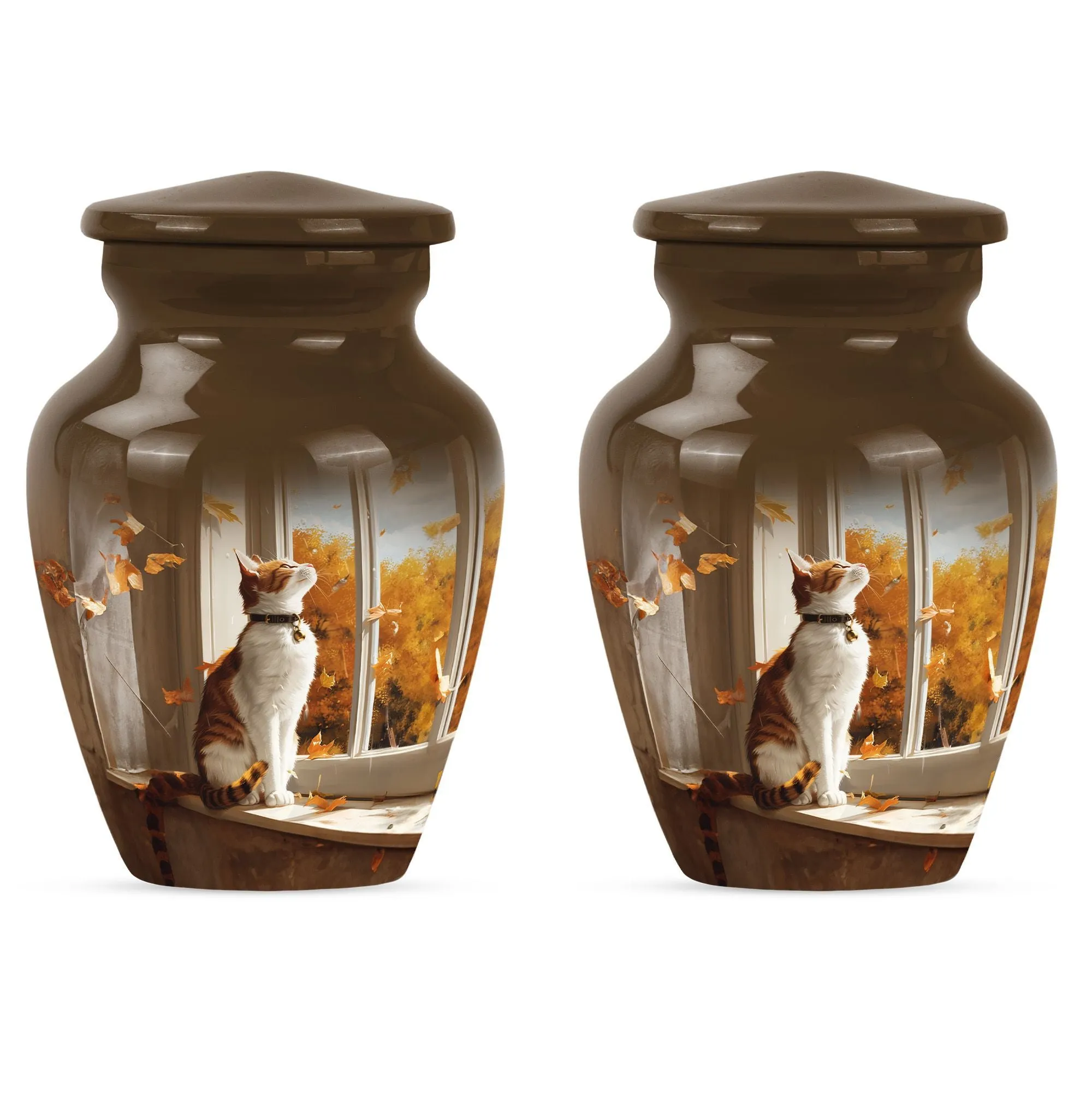 Eternal Rest Cremation Urn with Orange Cat Theme