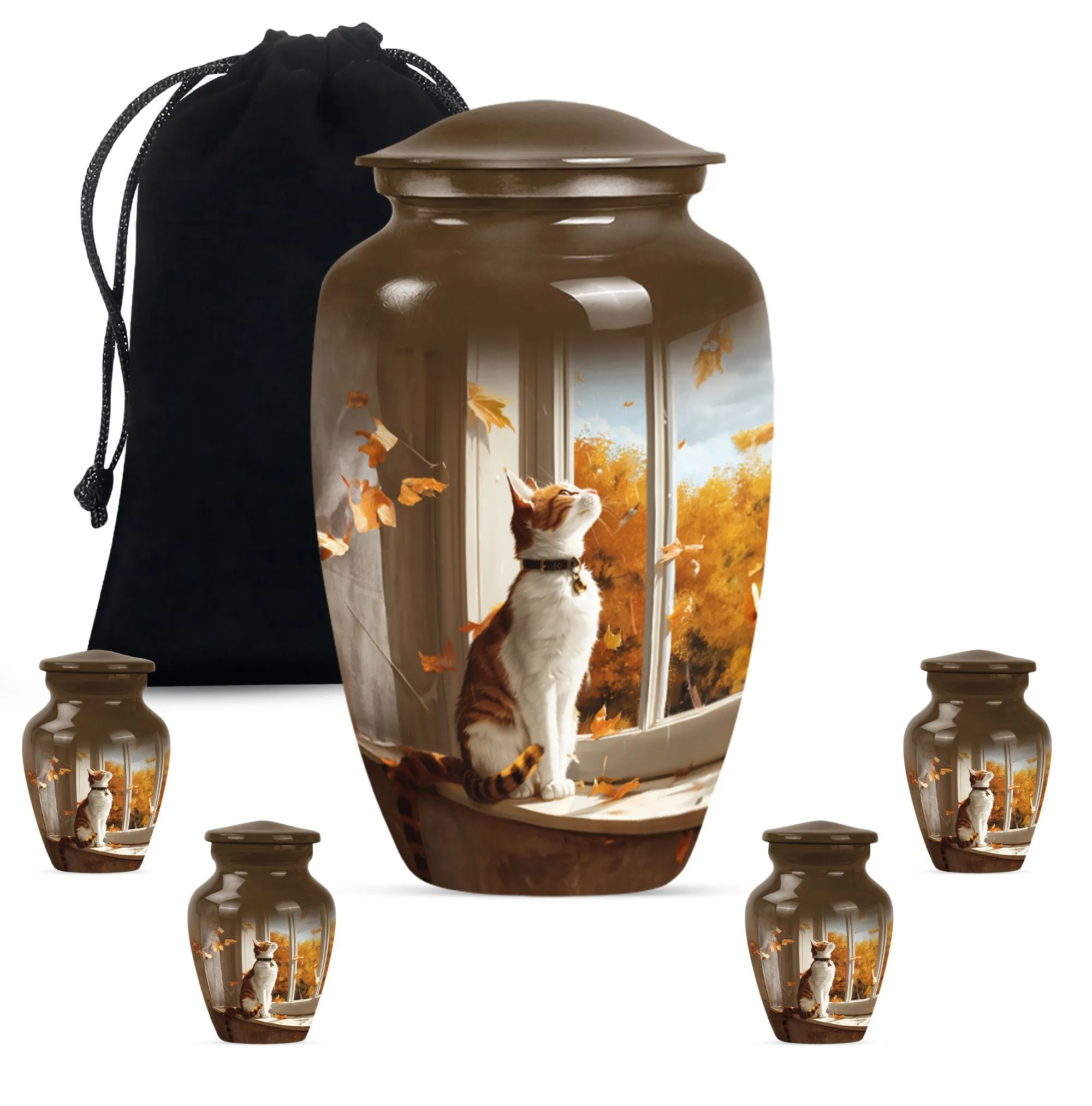 Eternal Rest Cremation Urn with Orange Cat Theme
