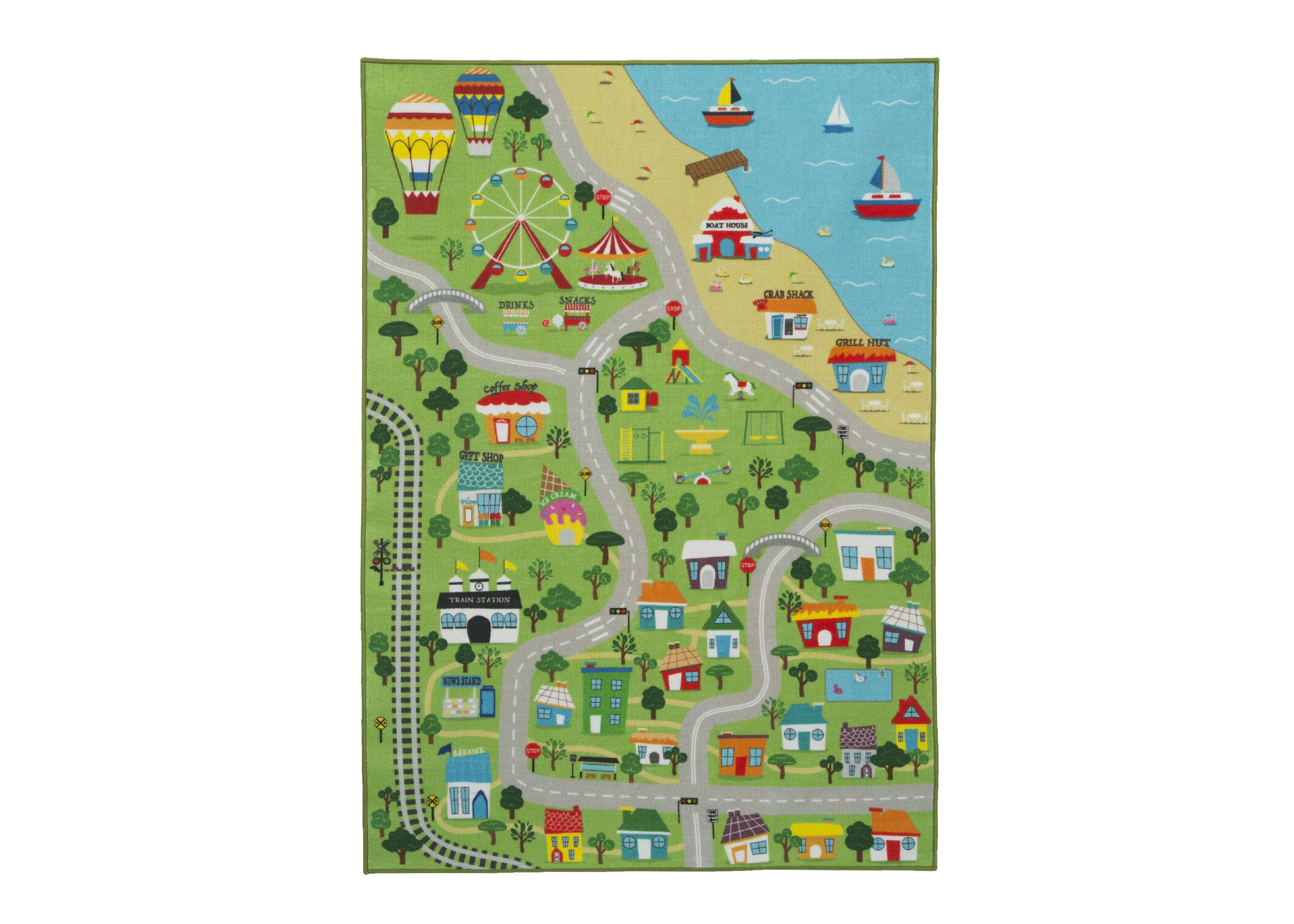 Extra Large Road Map Activity Rug for Girls and Boys - 78-inch L x 54-inch W