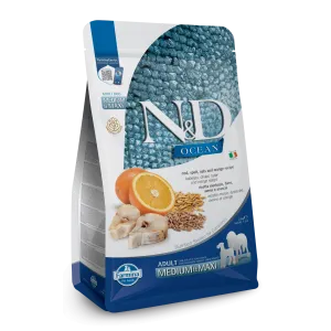 Farmina N&D Ocean Ancestral Grain Cod, Spelt, Oats & Orange Medium & Maxi Adult Dry Dog Food