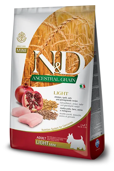 Farmina Natural & Delicious Ancestral Grain Light Chicken & Pomegranate Adult Mini Dry Dog Food
