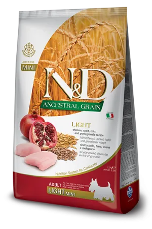 Farmina Natural & Delicious Ancestral Grain Light Chicken & Pomegranate Adult Mini Dry Dog Food