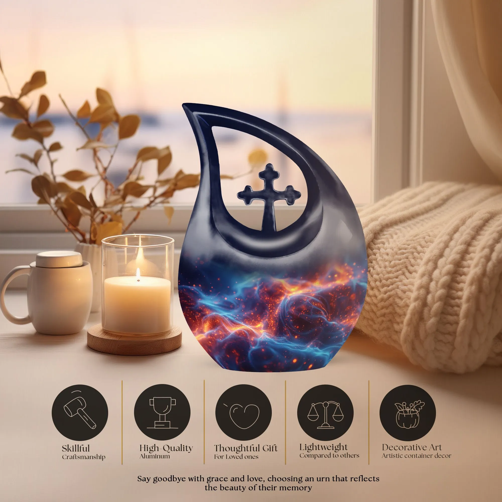 Fire Theme Urn - Admirable Memorial Urn for Your Beloved Mom