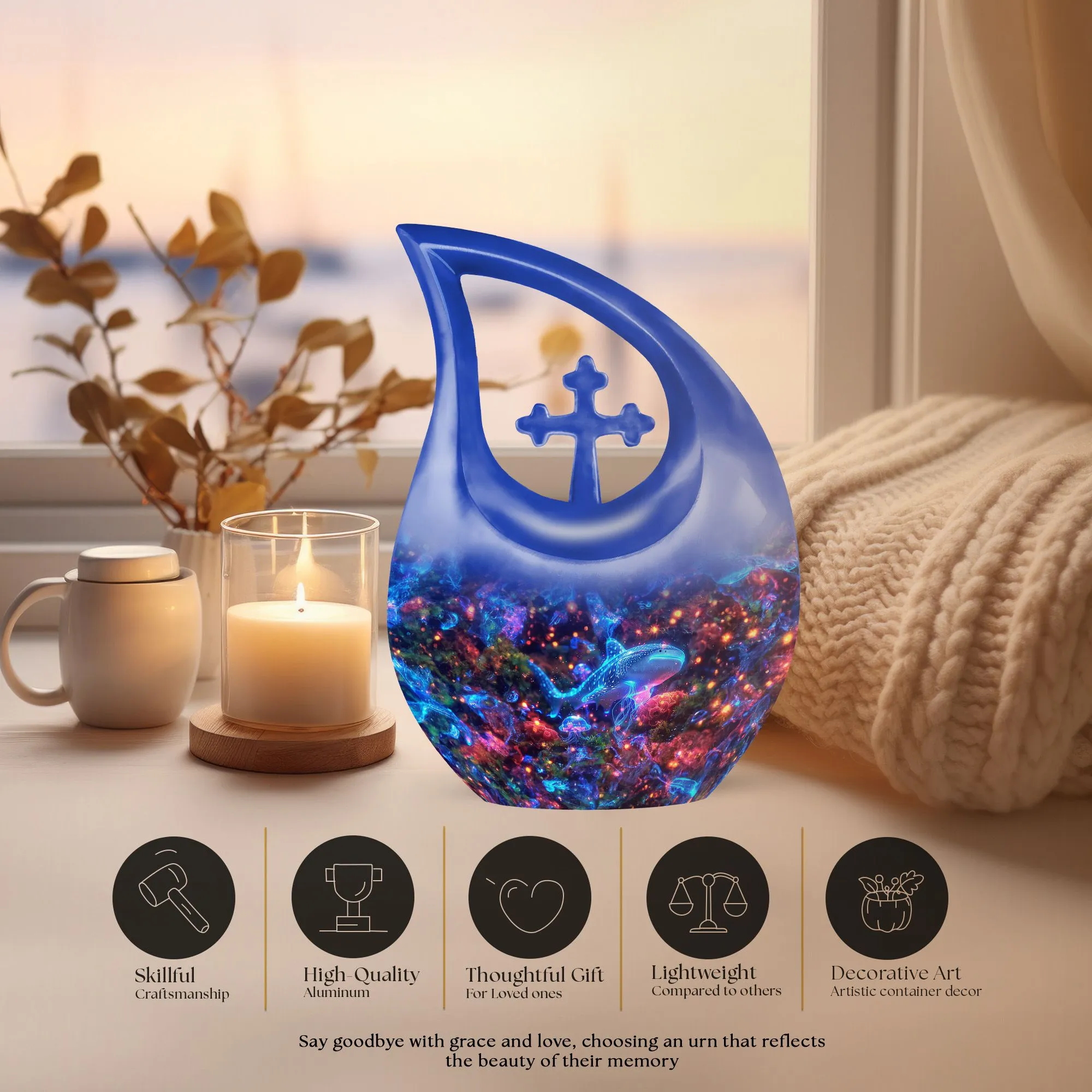 Fish Tribute Urn: Large Cremation Urn for Adult Human Ashes