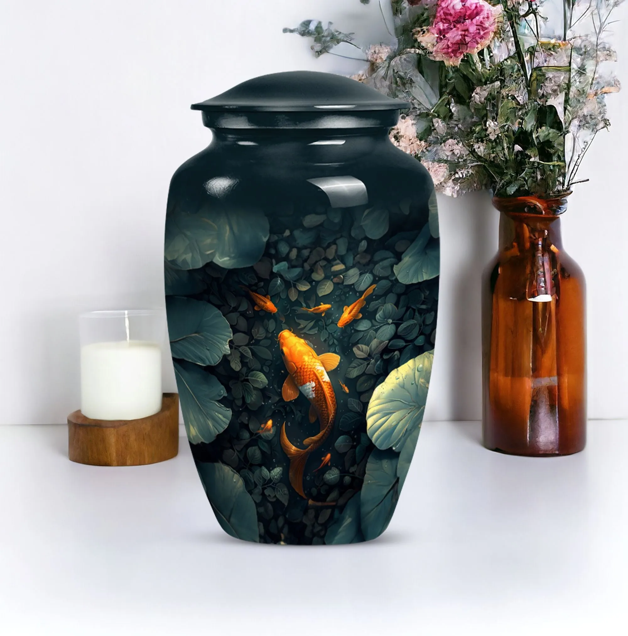 Golden Fish Remembrance - Memorial Urn - A Final Resting Place