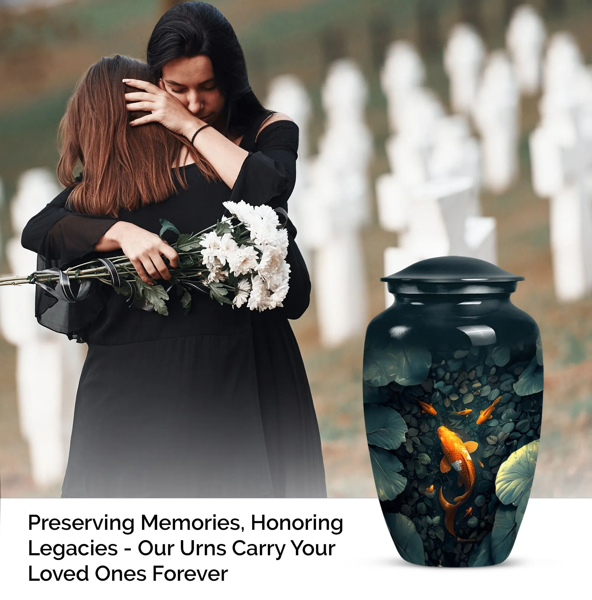 Golden Fish Remembrance - Memorial Urn - A Final Resting Place