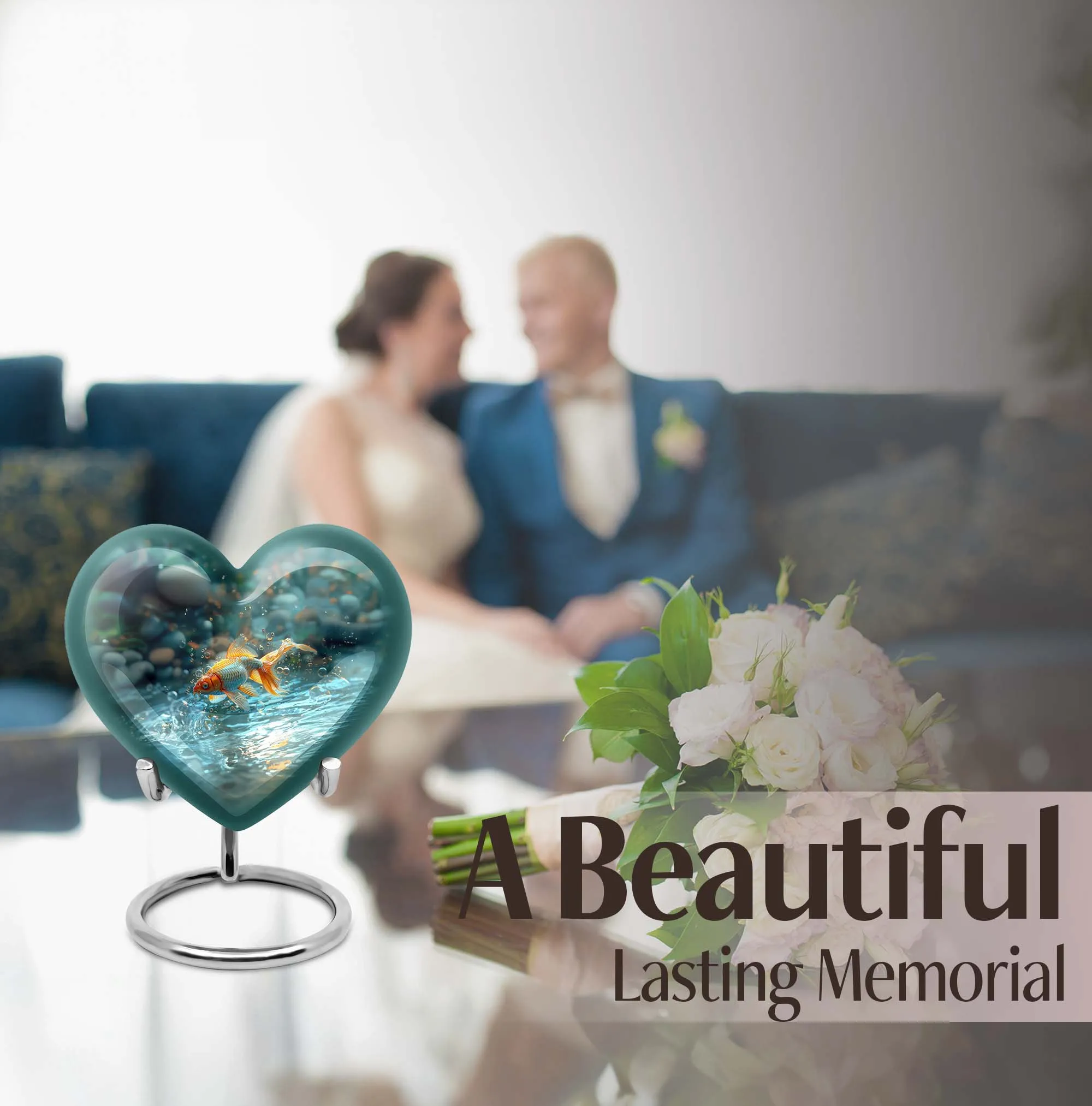 Golden Memorial: Large Butterfly Heart Tribute for Remembrance