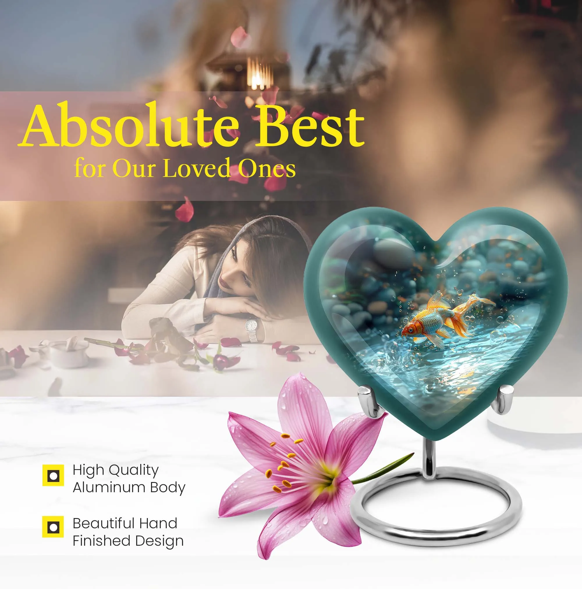Golden Memorial: Large Butterfly Heart Tribute for Remembrance