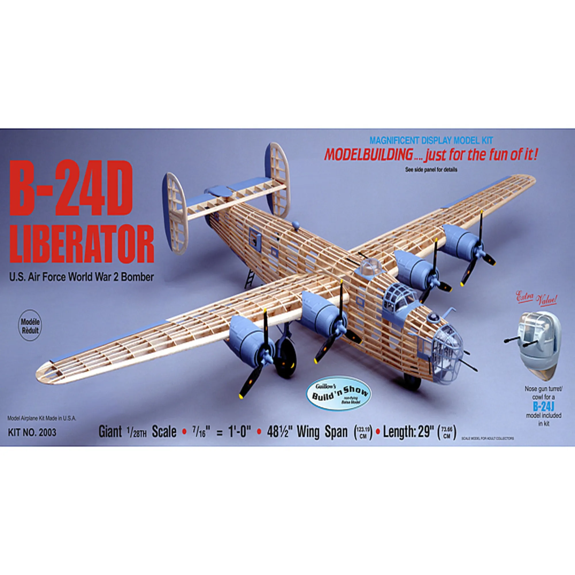 Guillow's Consolidated B-24D Liberator 1/28 Scale Model Kit