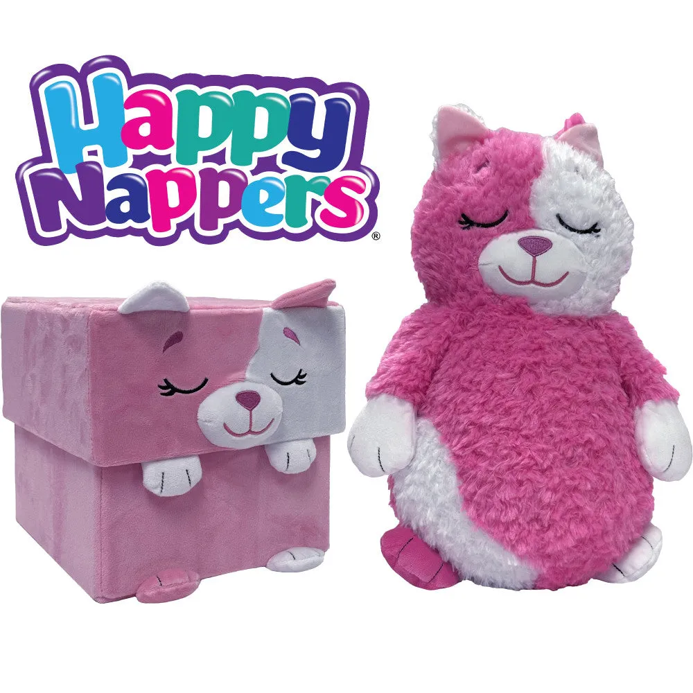Happy Nappers Adorable Storables 15 inch Cat Plush - Pink & White