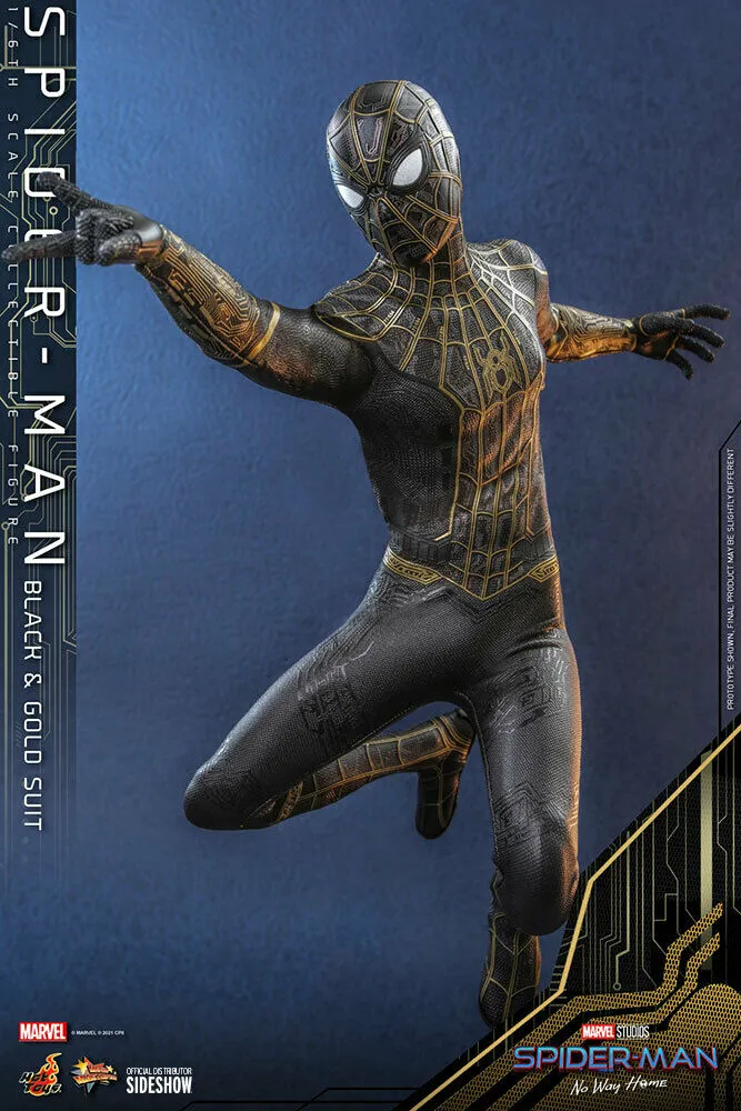 Hot Toys 1/6 Marvel Spider-Man Black & Gold Suit Sixth Scale Figure MMS604