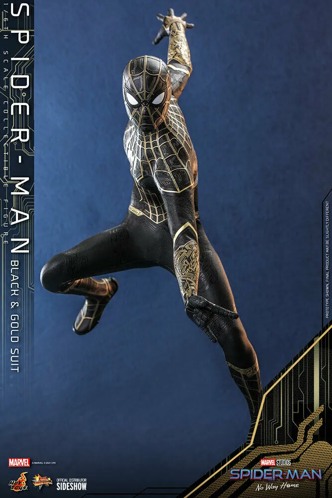 Hot Toys 1/6 Marvel Spider-Man Black & Gold Suit Sixth Scale Figure MMS604