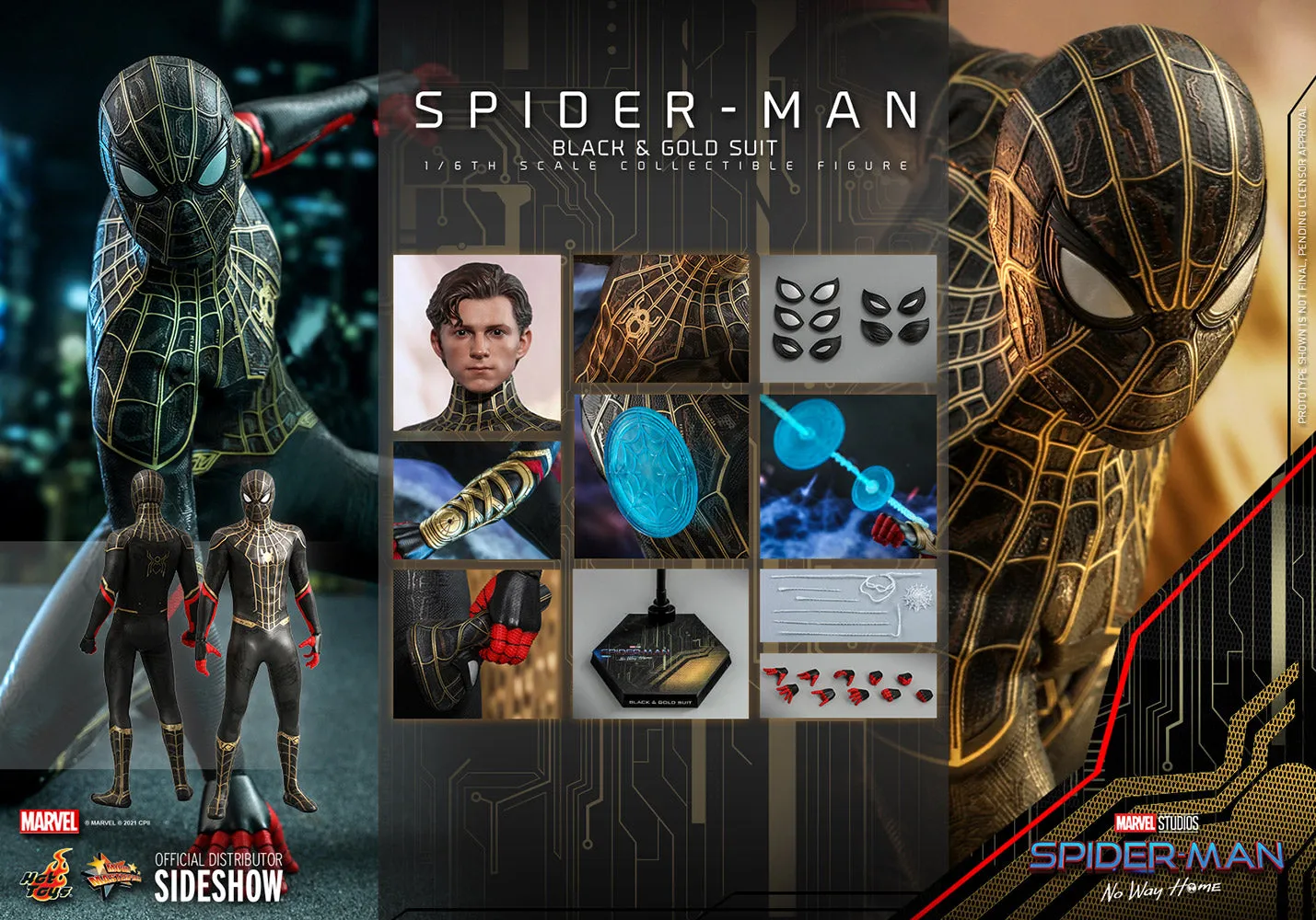 Hot Toys Movie Masterpiece 1/6 Scale Figure - Spider-Man (Black & Gold Suit) - Spider-Man: No Way Home