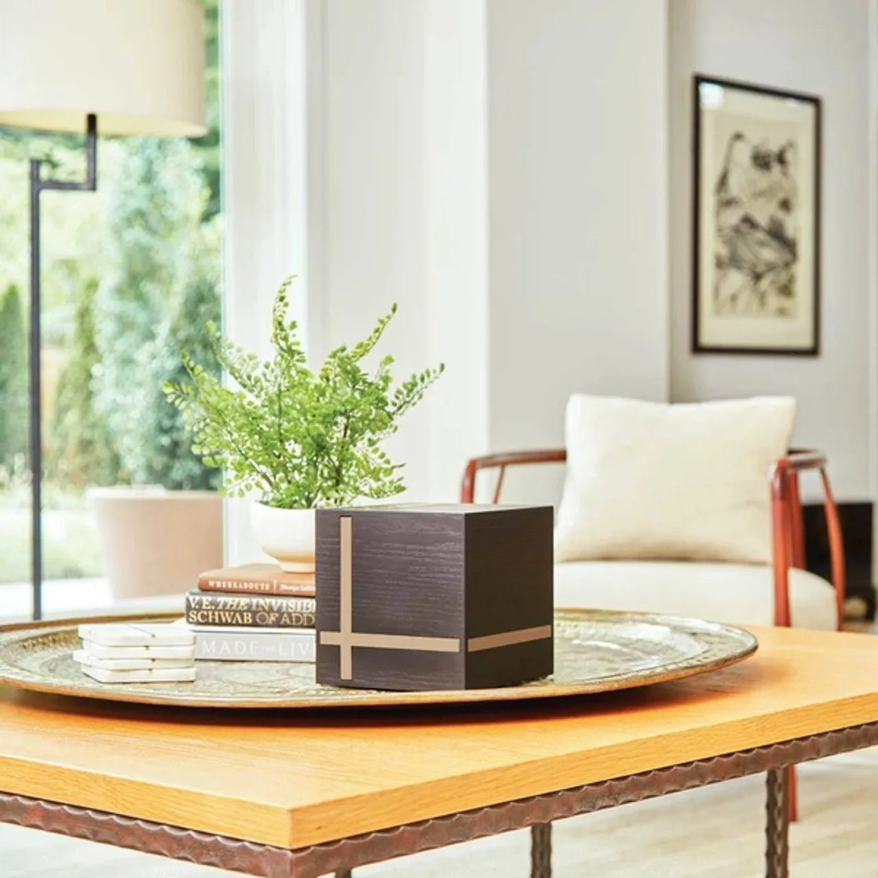Hudson Black/Bamboo Cremation Urn in Extra Large