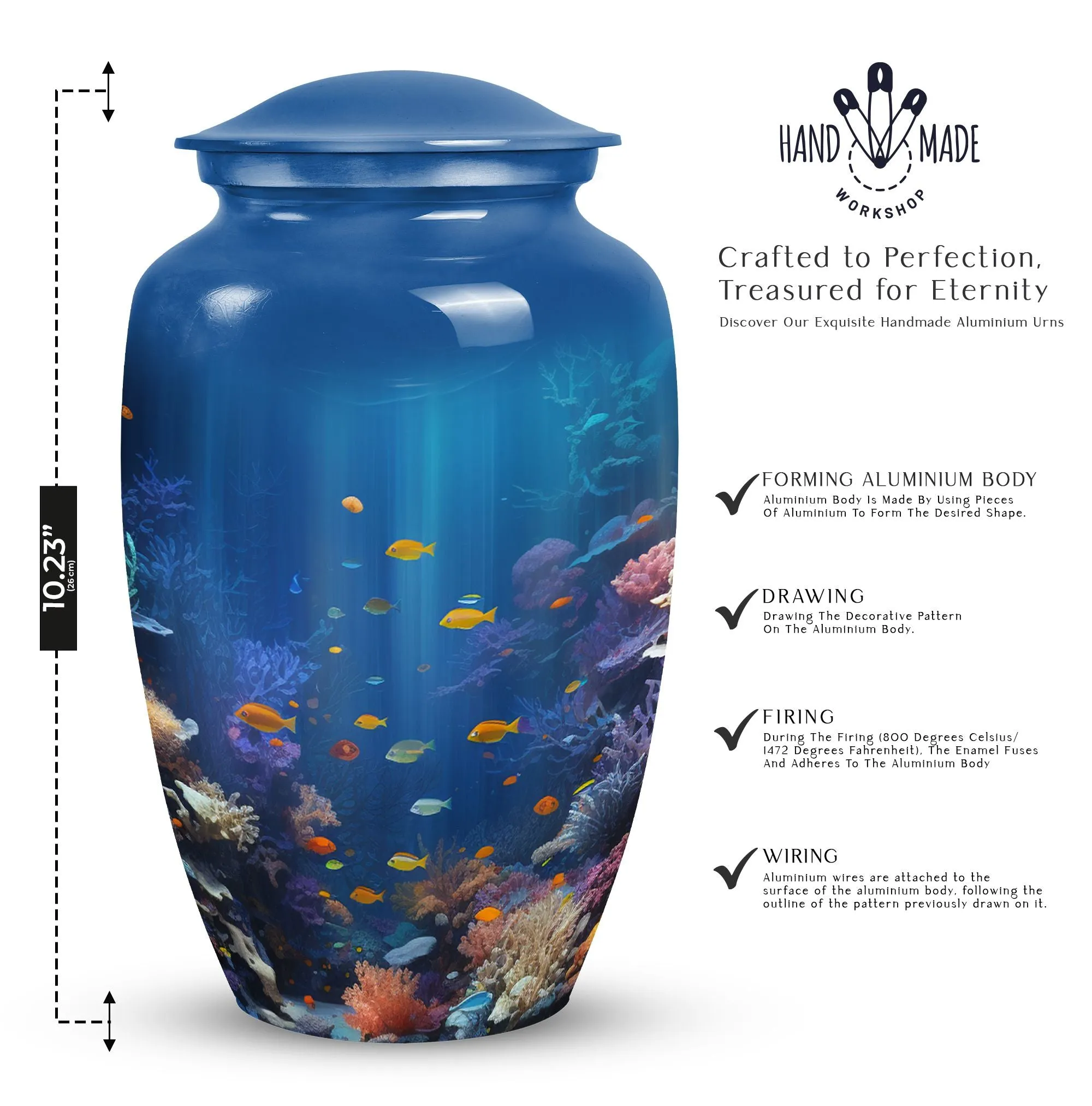 Large Underwater Fish Urn for Human Ashes, Cremation urn for adults