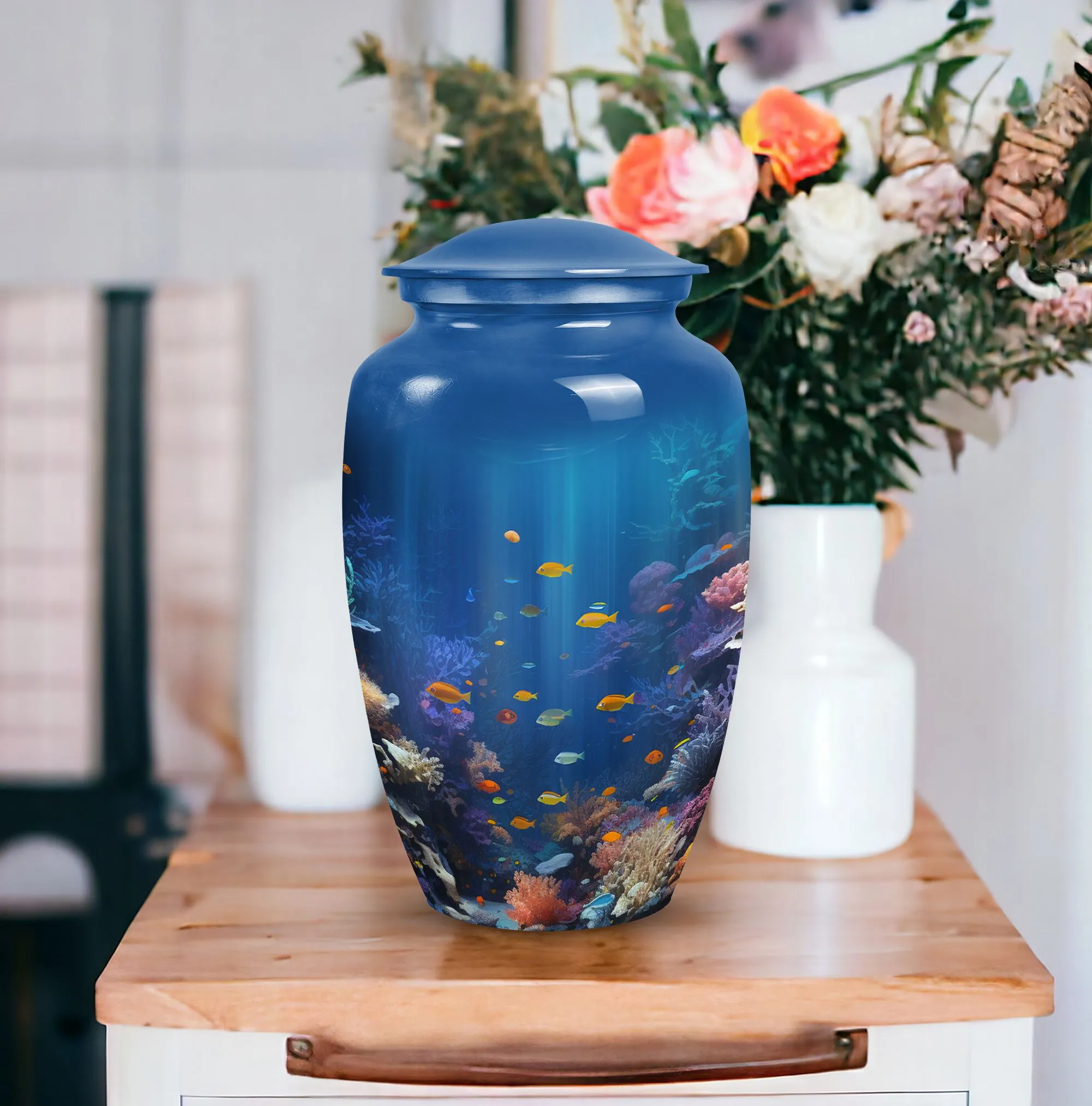 Large Underwater Fish Urn for Human Ashes, Cremation urn for adults