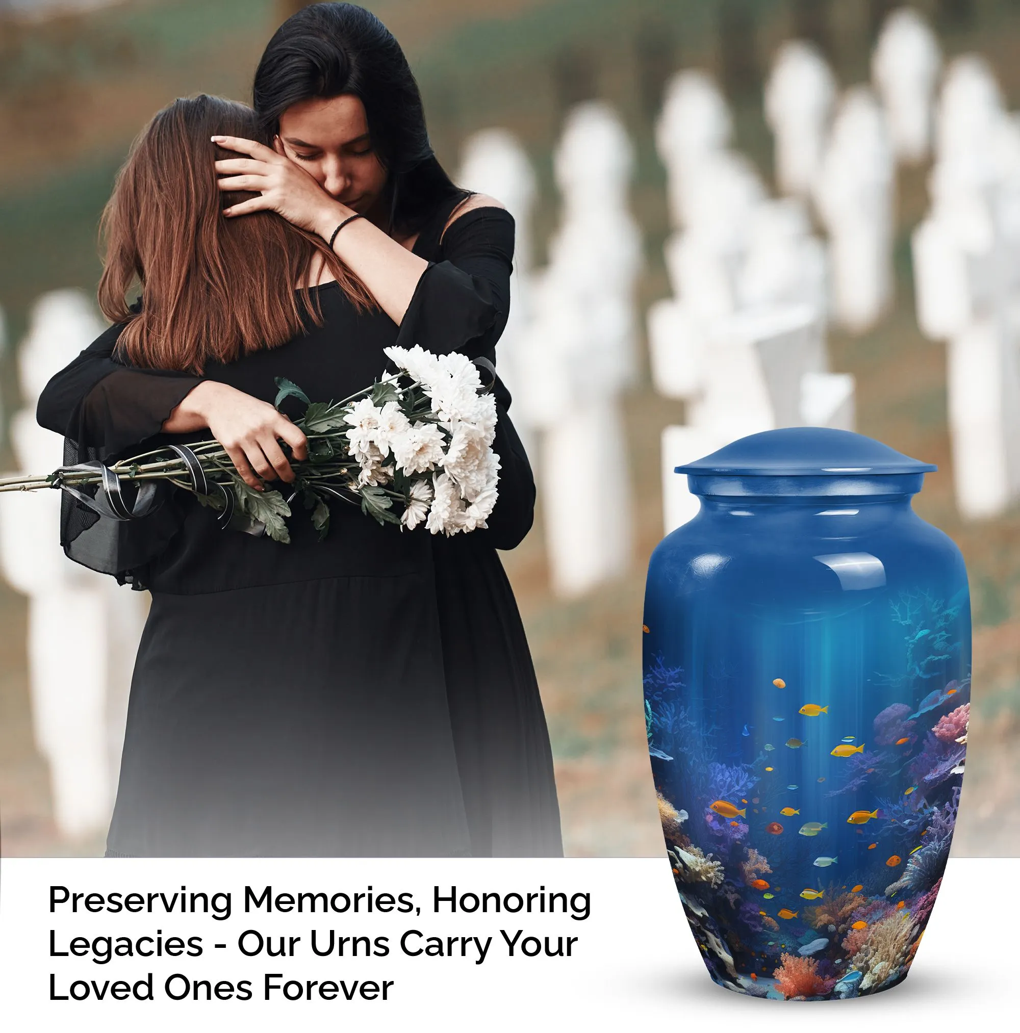 Large Underwater Fish Urn for Human Ashes, Cremation urn for adults