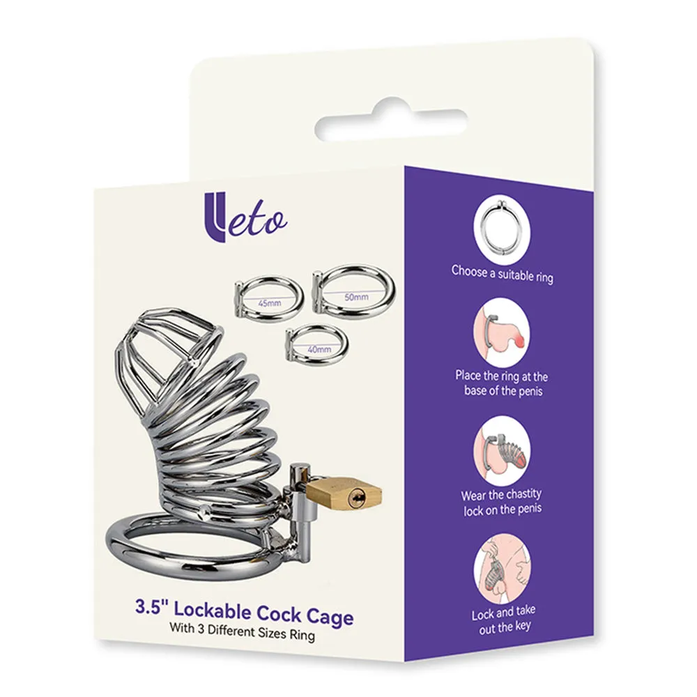 Leto 3.5" Lockable Hollow Metal Cock Cage