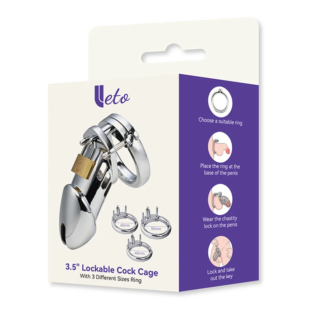 Leto 3.5" Lockable Solid Metal Cock Cage