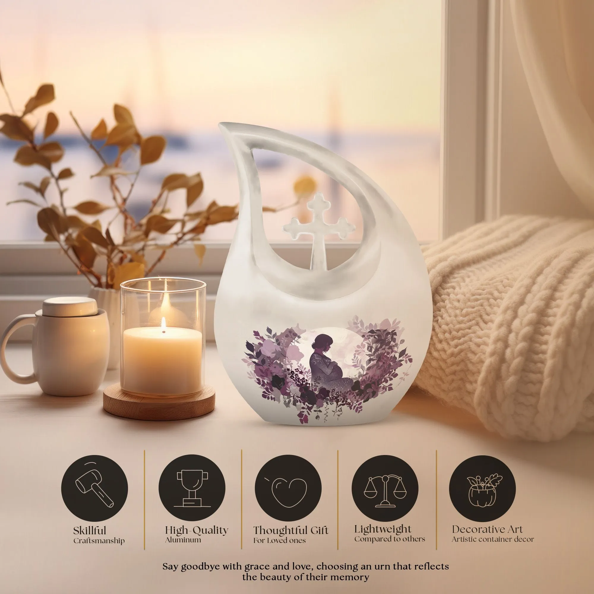 Mother Memorial Urn, Adult Cremation Urn For Human Ashes Remans