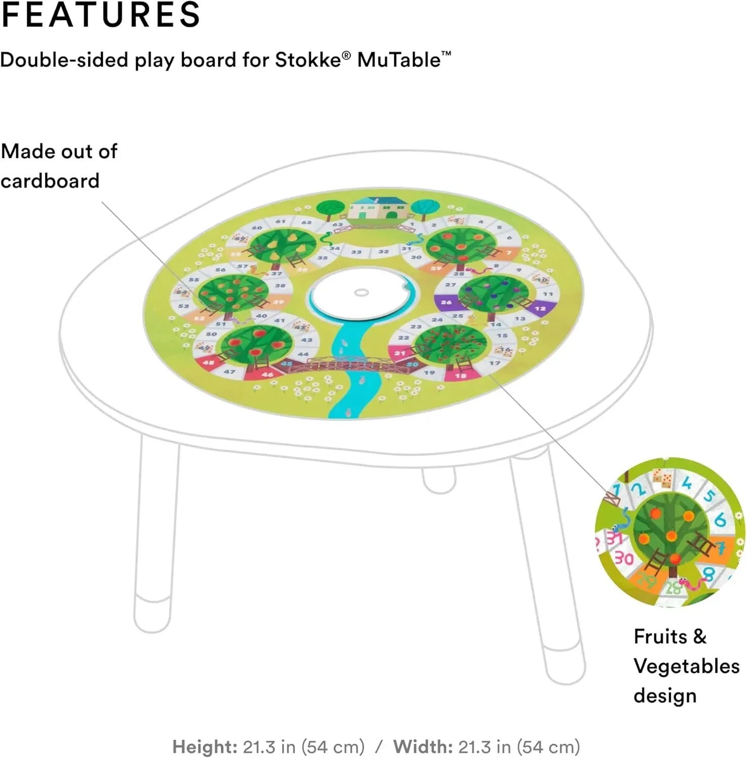 MuTable DISKcover, Fruits & Vegetables - Double-Sided Play Board