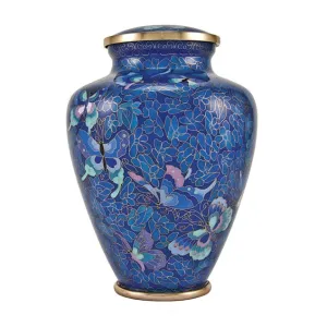 Nouveau Blue Butterfly Cloisonne Urn In Large