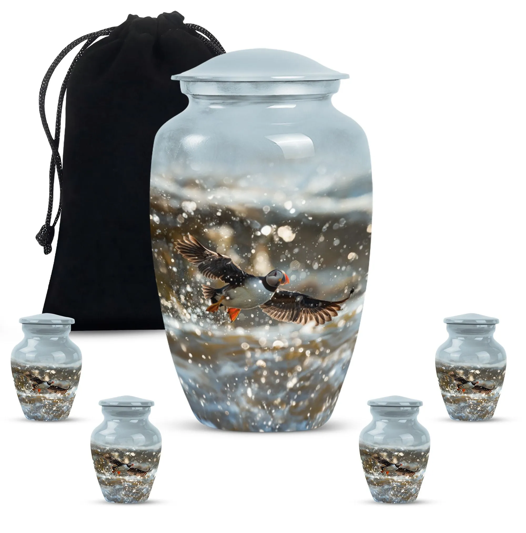 Puffin Bird Tribute: Peaceful Rest Human Ash Cremation Urn