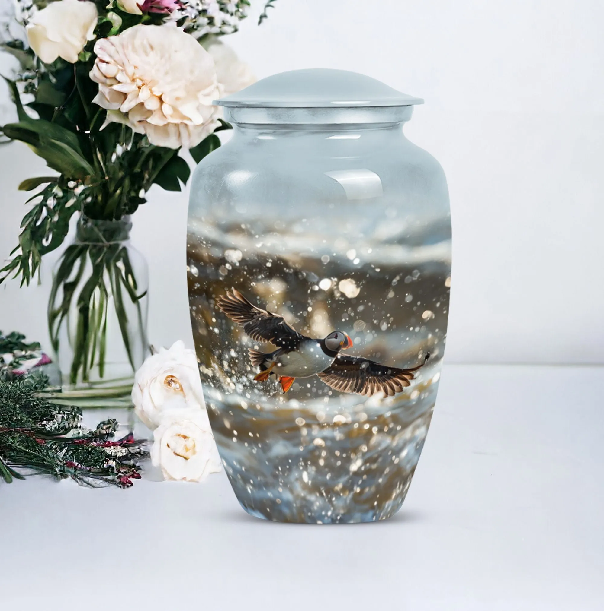 Puffin Bird Tribute: Peaceful Rest Human Ash Cremation Urn