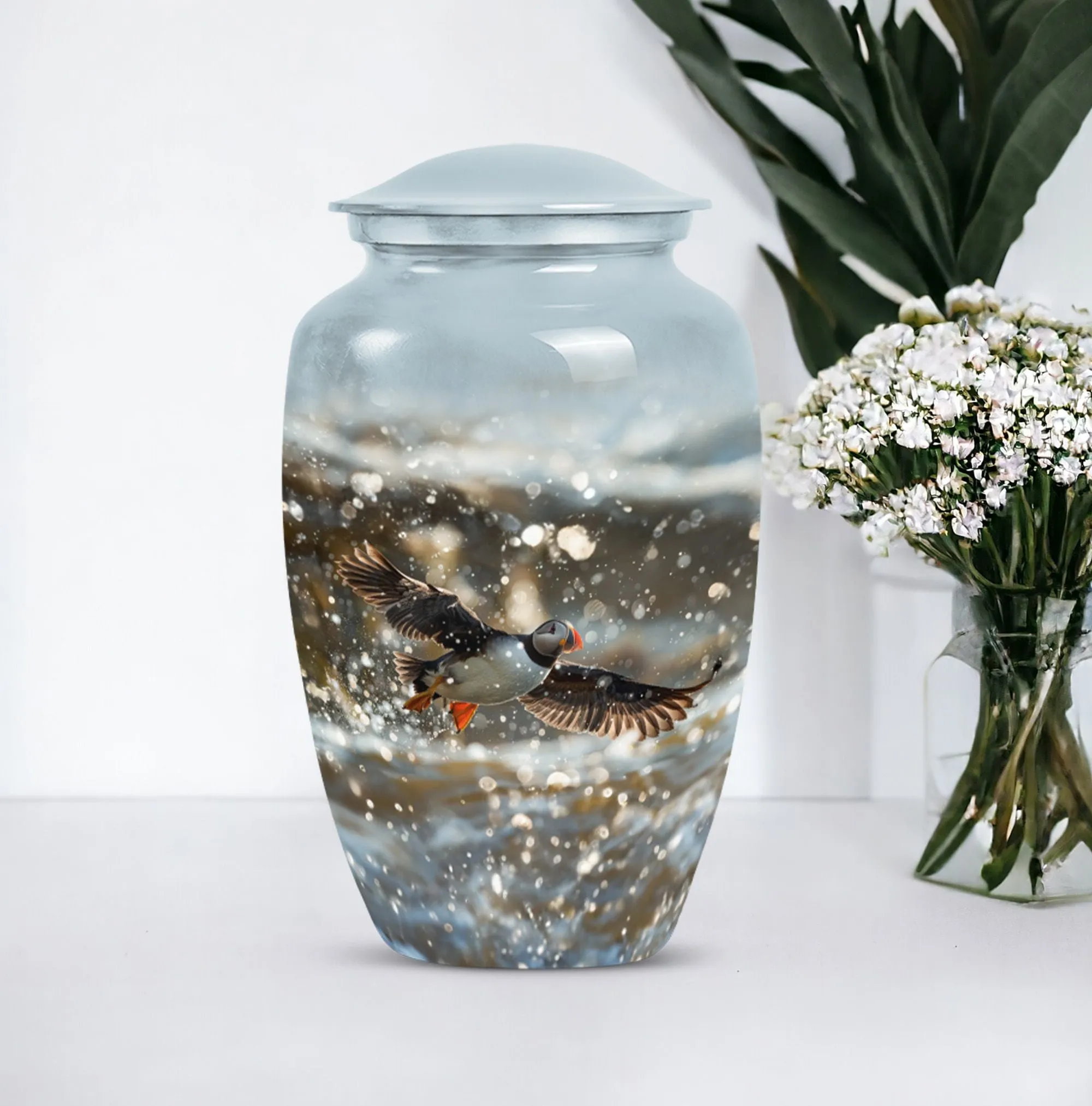 Puffin Bird Tribute: Peaceful Rest Human Ash Cremation Urn