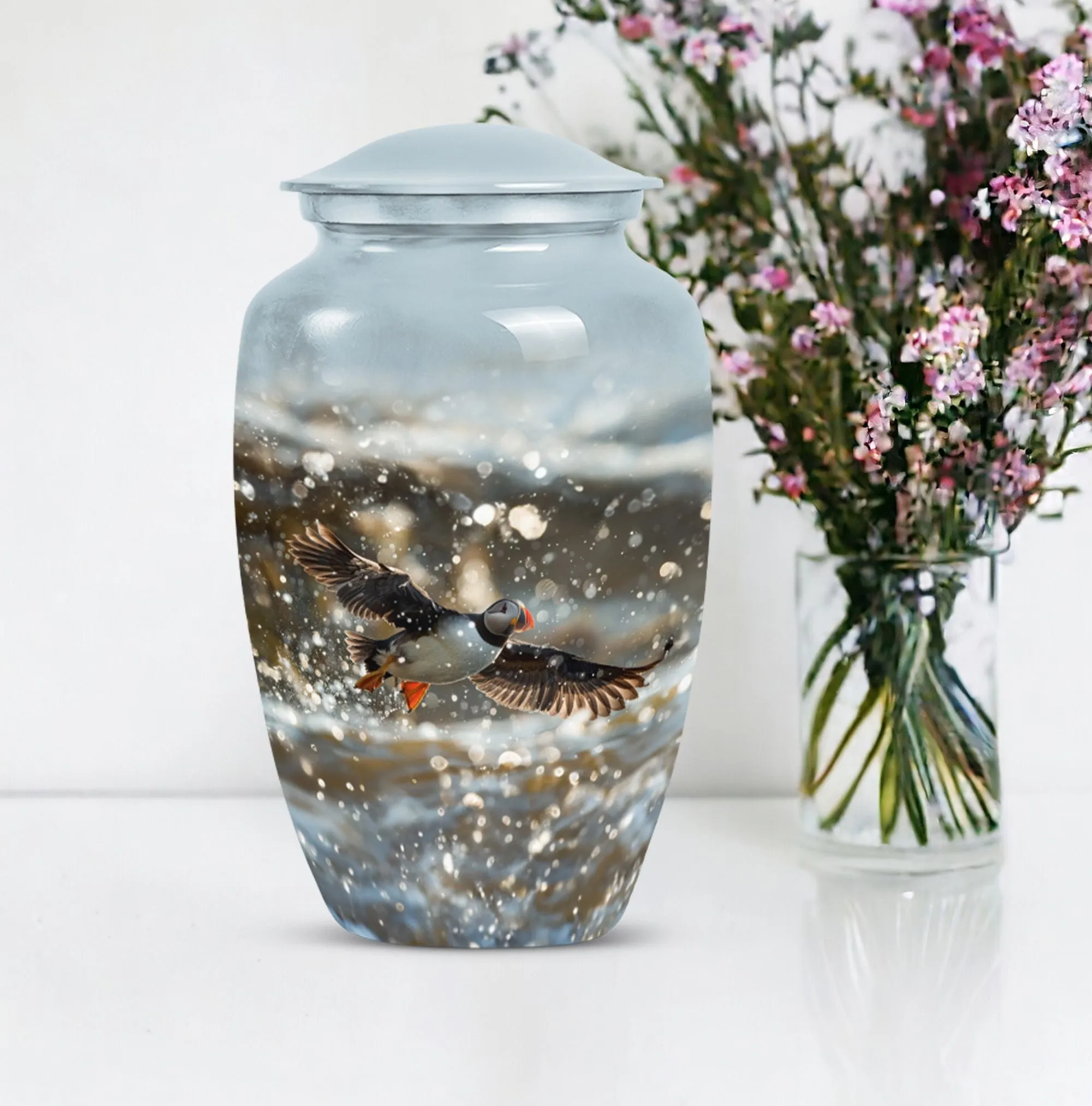 Puffin Bird Tribute: Peaceful Rest Human Ash Cremation Urn
