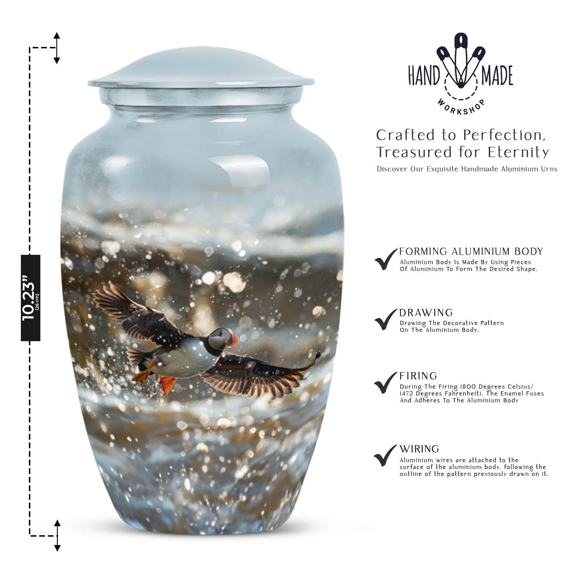 Puffin Bird Tribute: Peaceful Rest Human Ash Cremation Urn