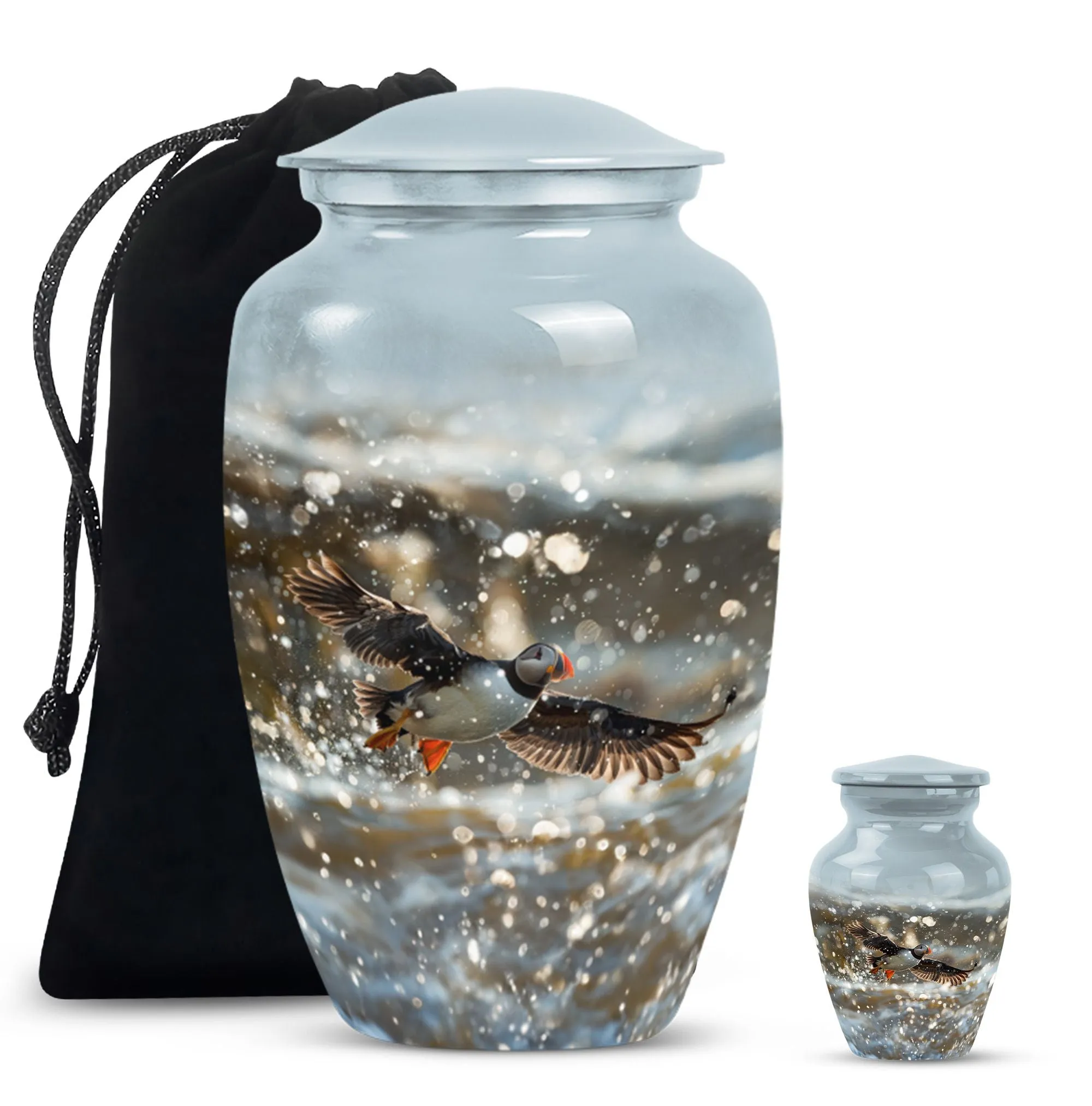 Puffin Bird Tribute: Peaceful Rest Human Ash Cremation Urn