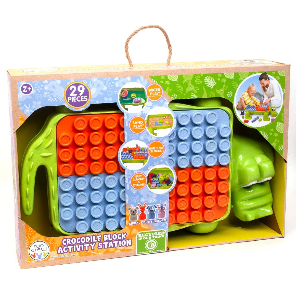 Roo Crew Crocodile Block Activity Station - Eco Wood, 29 Pieces, Ages 2 