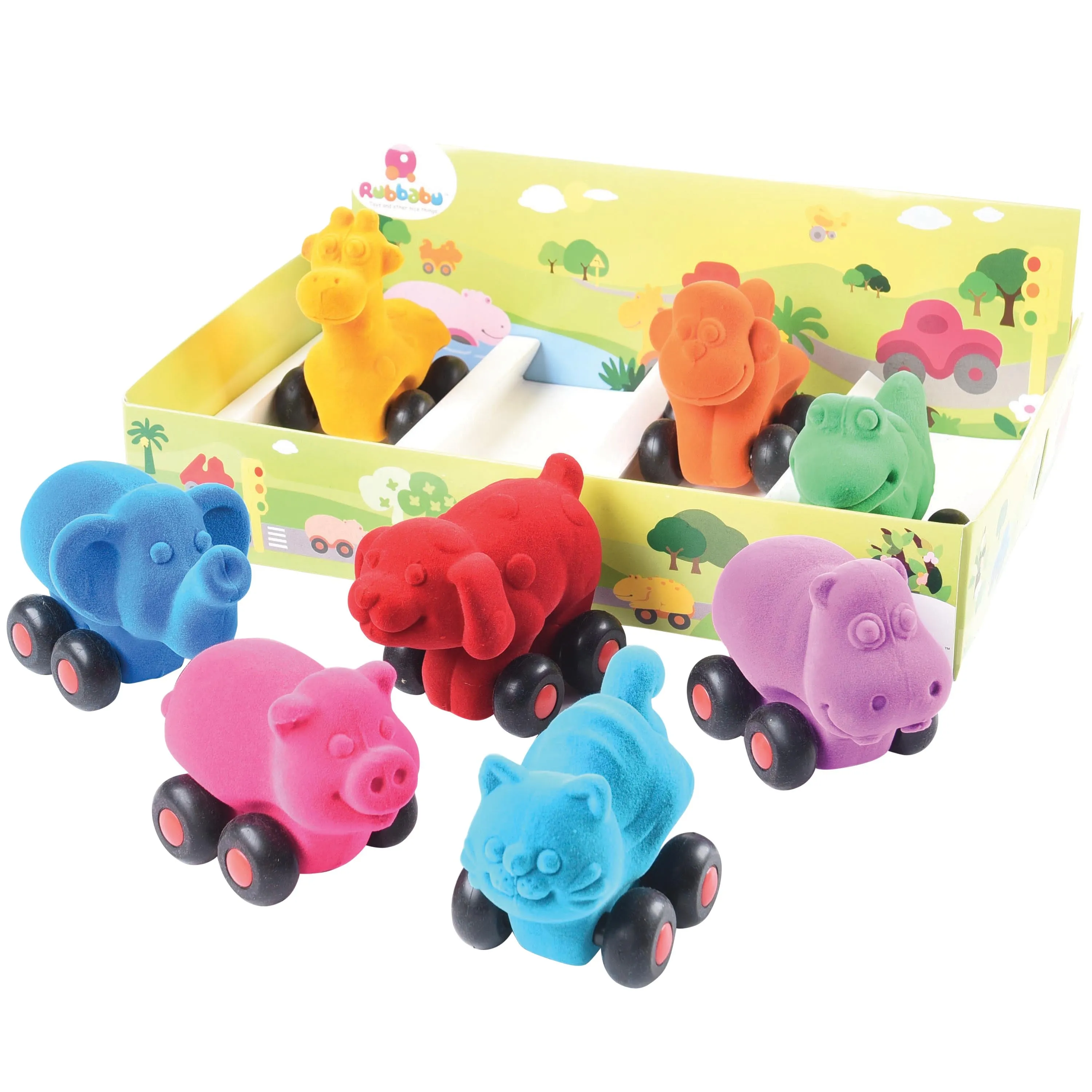 Rubbabu&reg; Aniwheelies Assortment - 8 PC, Tray